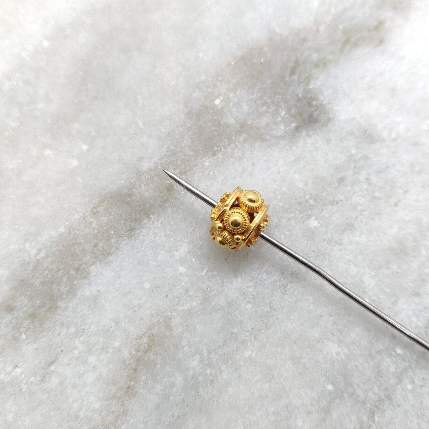 18k Yellow Gold Fancy Wheel Rondelle Spacer Beads 10mm - Kanika Creations