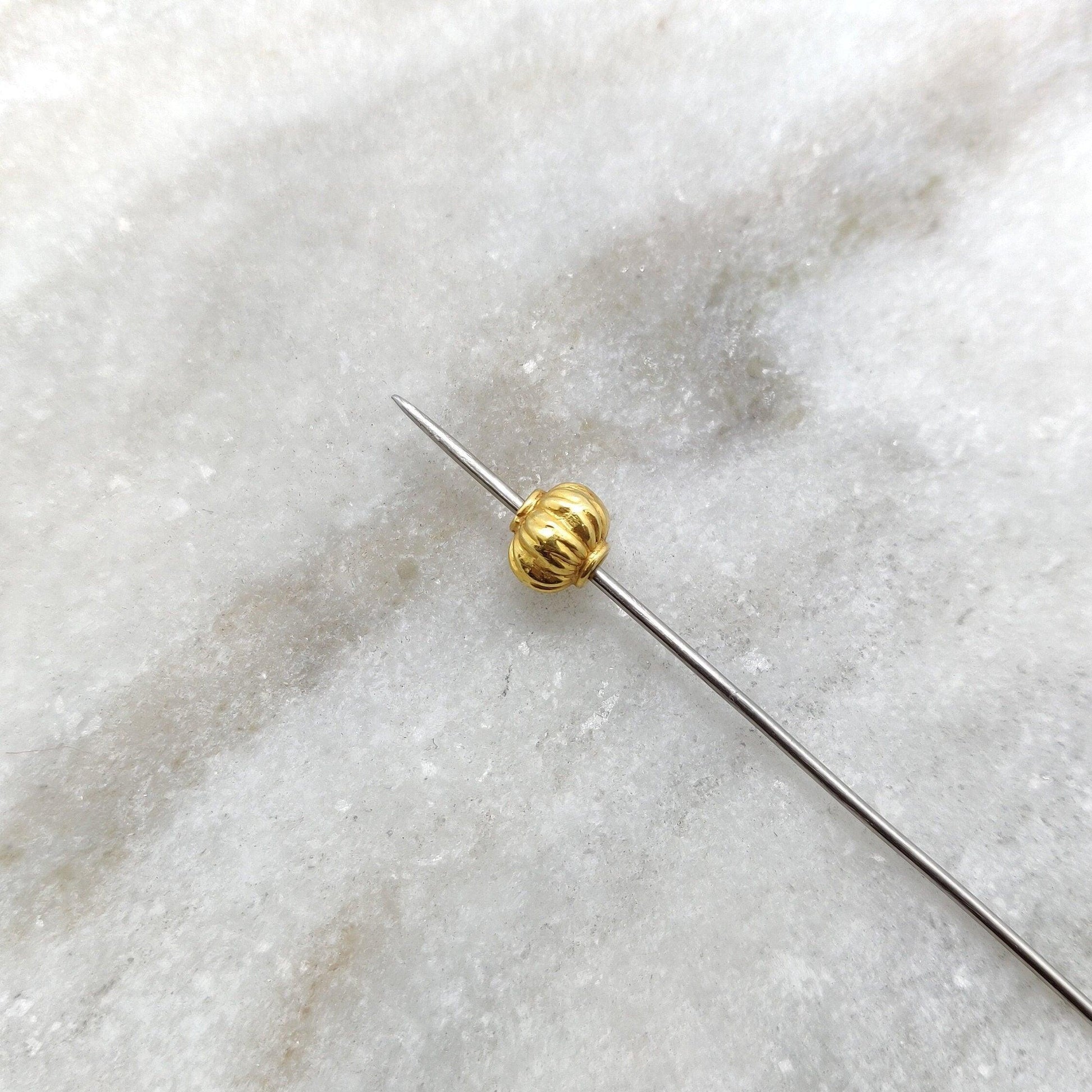 18k Solid Yellow Gold Watermelon Spacer Beads 6x7mm - Kanika Creations
