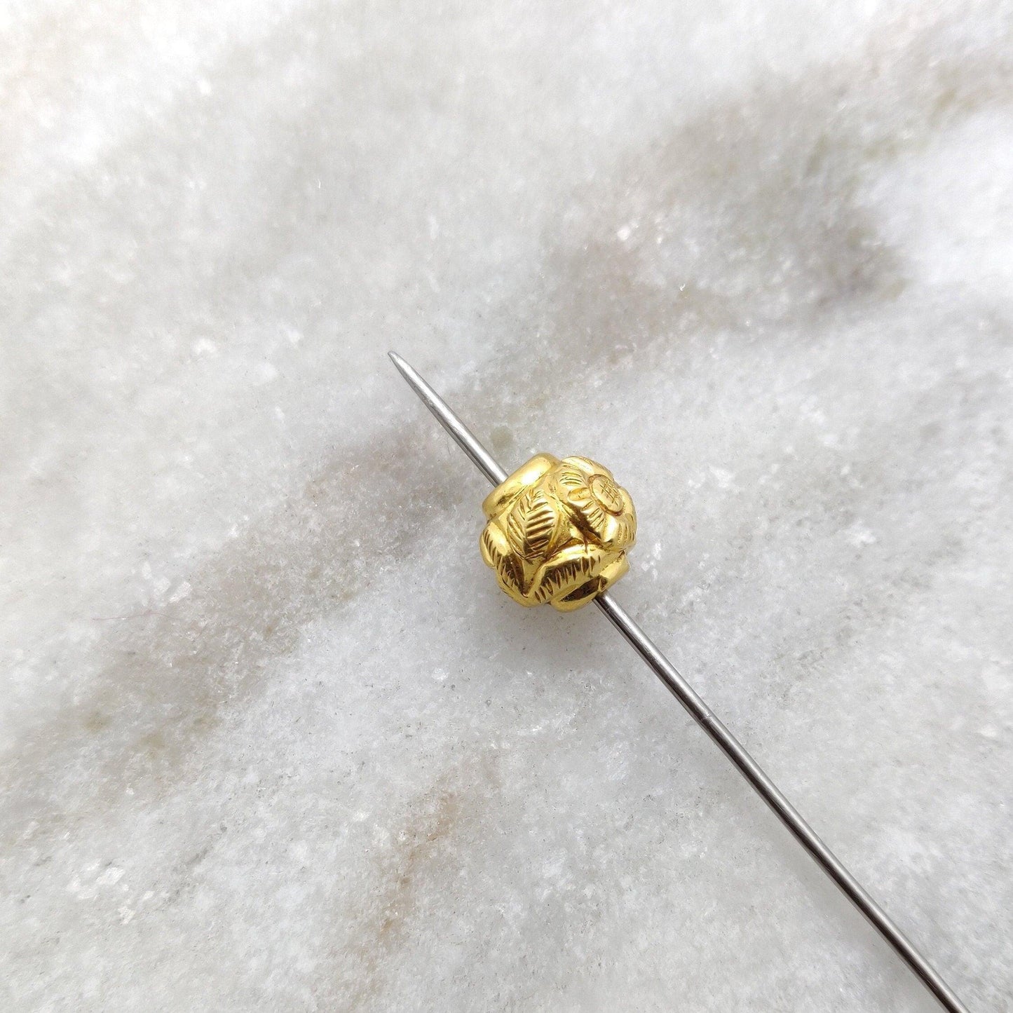 18k Solid Yellow Gold Round Spacer Beads 9x9.5mm - Kanika Creations