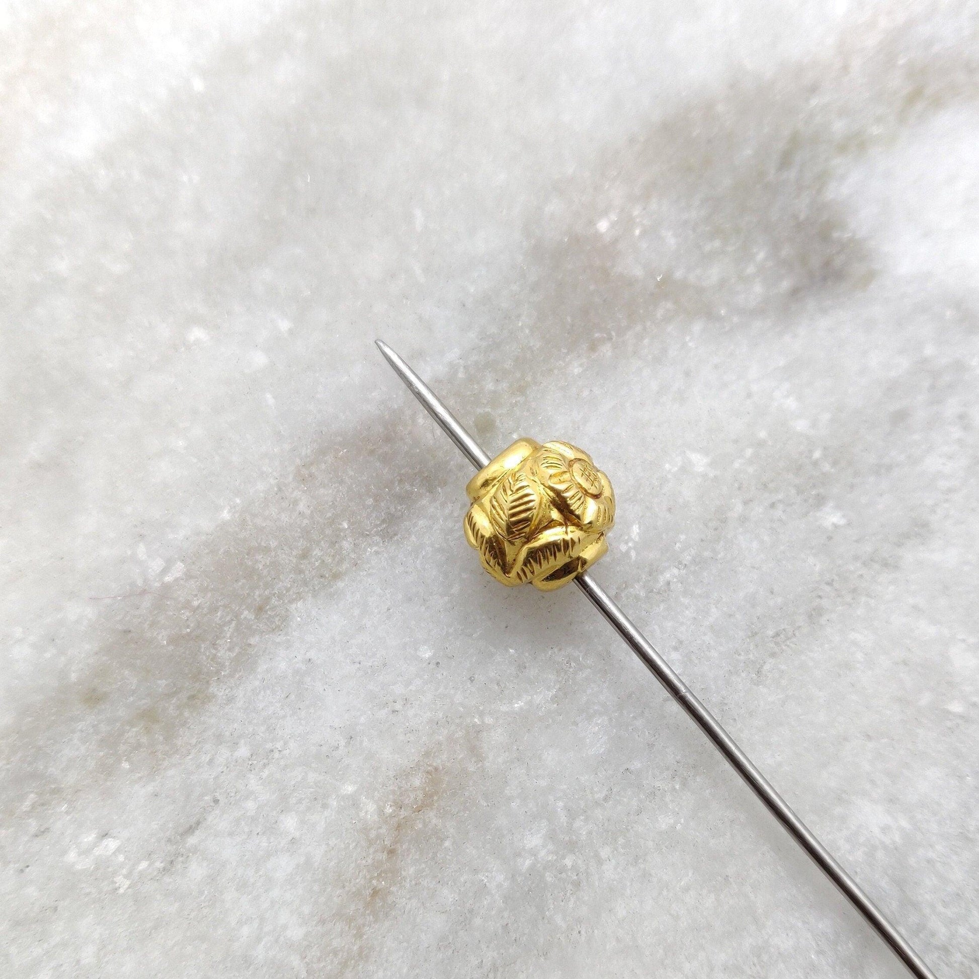 18k Solid Yellow Gold Round Spacer Beads 9x9.5mm - Kanika Creations