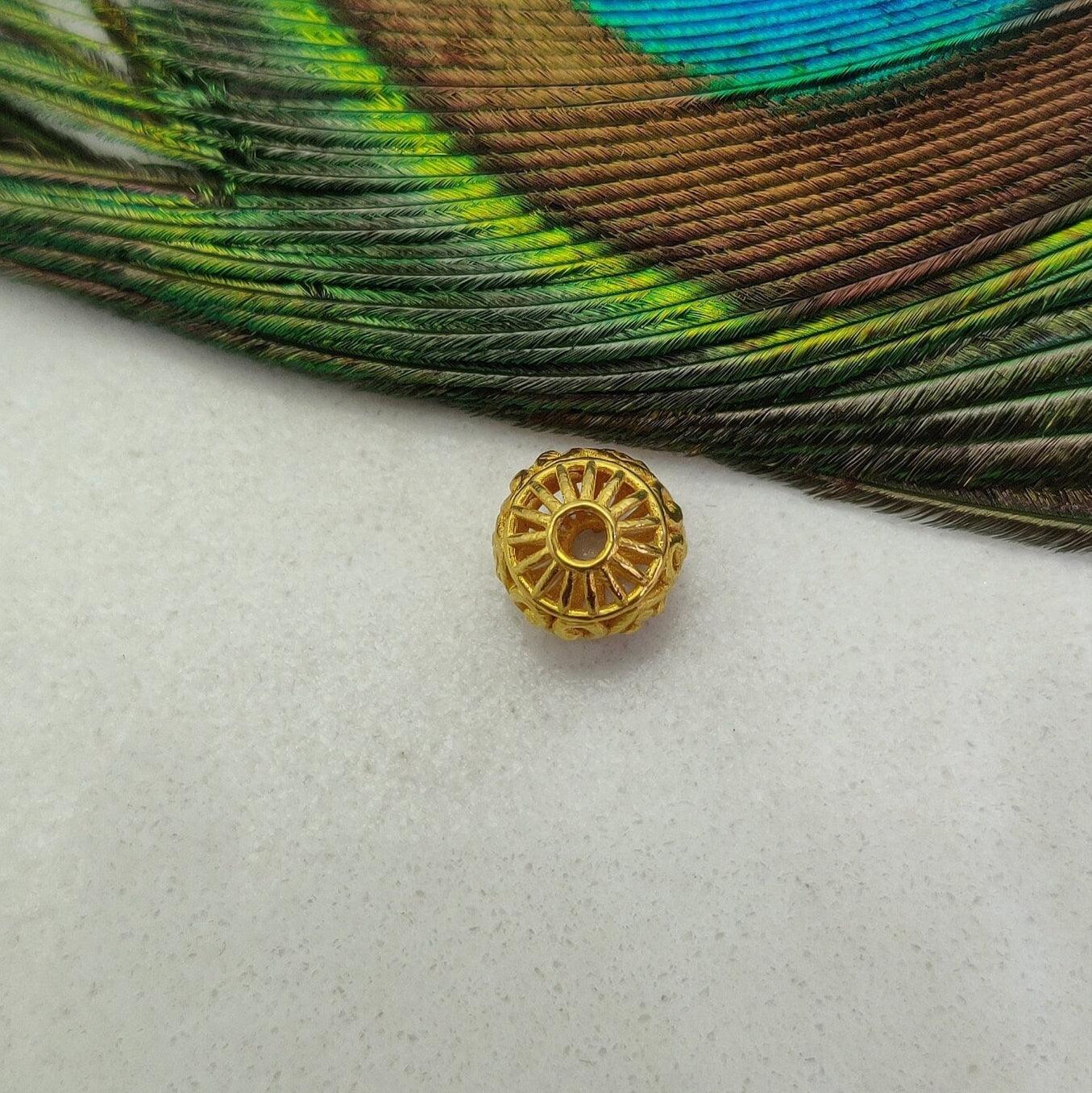 18k Solid Yellow Gold Round Spacer Ball Beads 8mm - Kanika Creations