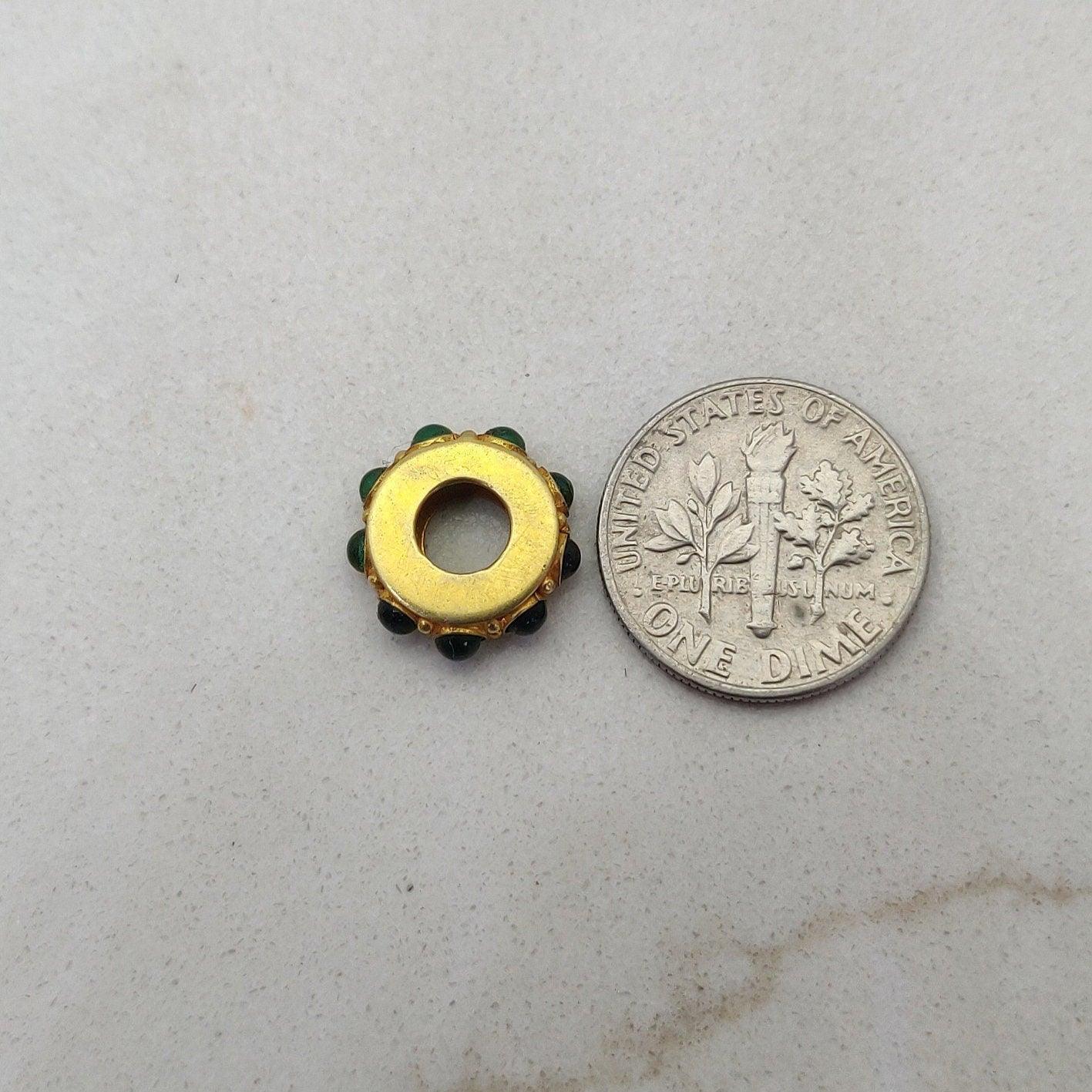 18k Yellow Gold Stone Studded Wheel Beads-11X4 mm - Kanika Creations