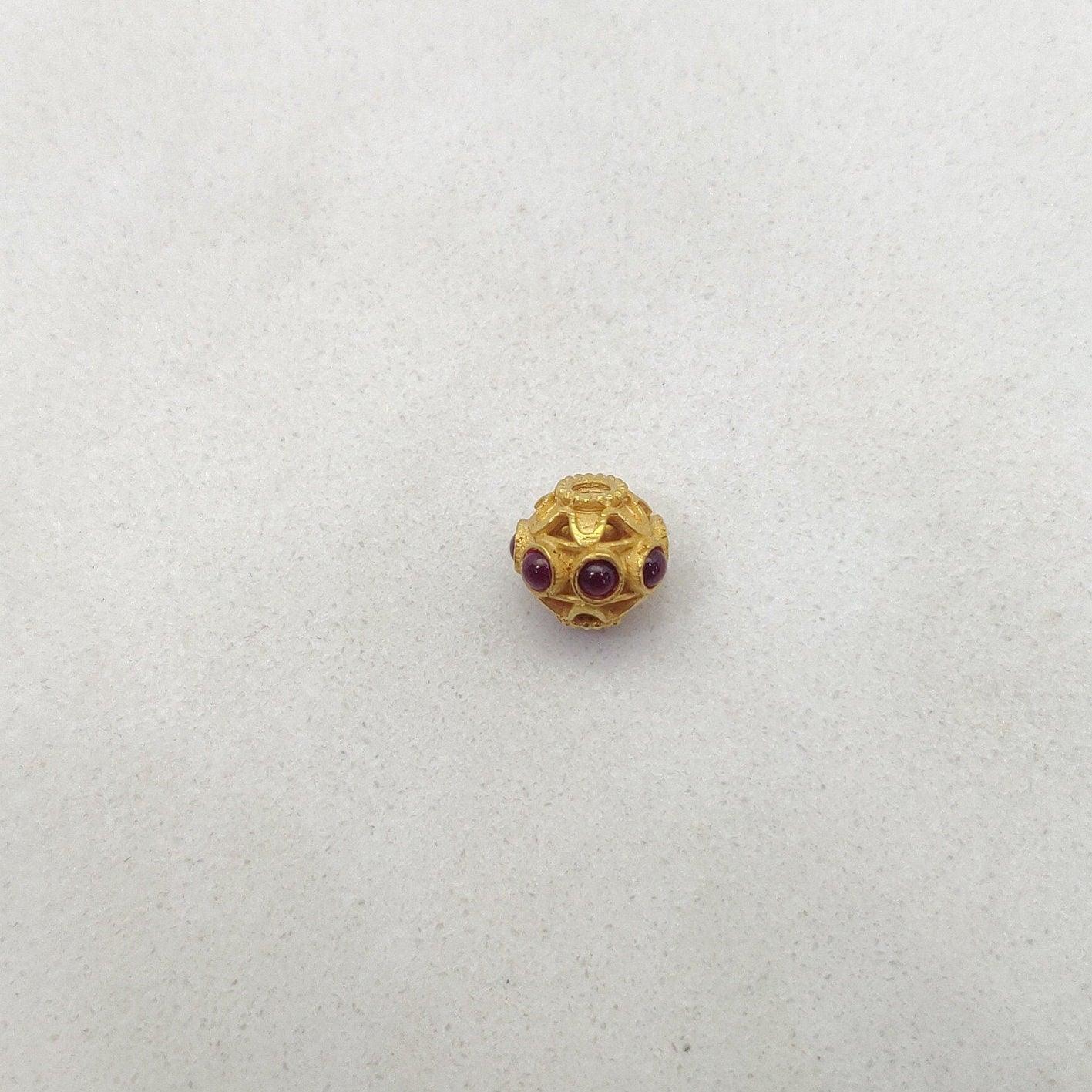 18k Yellow Gold Studded Stone Rondelle Beads 8mm Findings - Kanika Creations