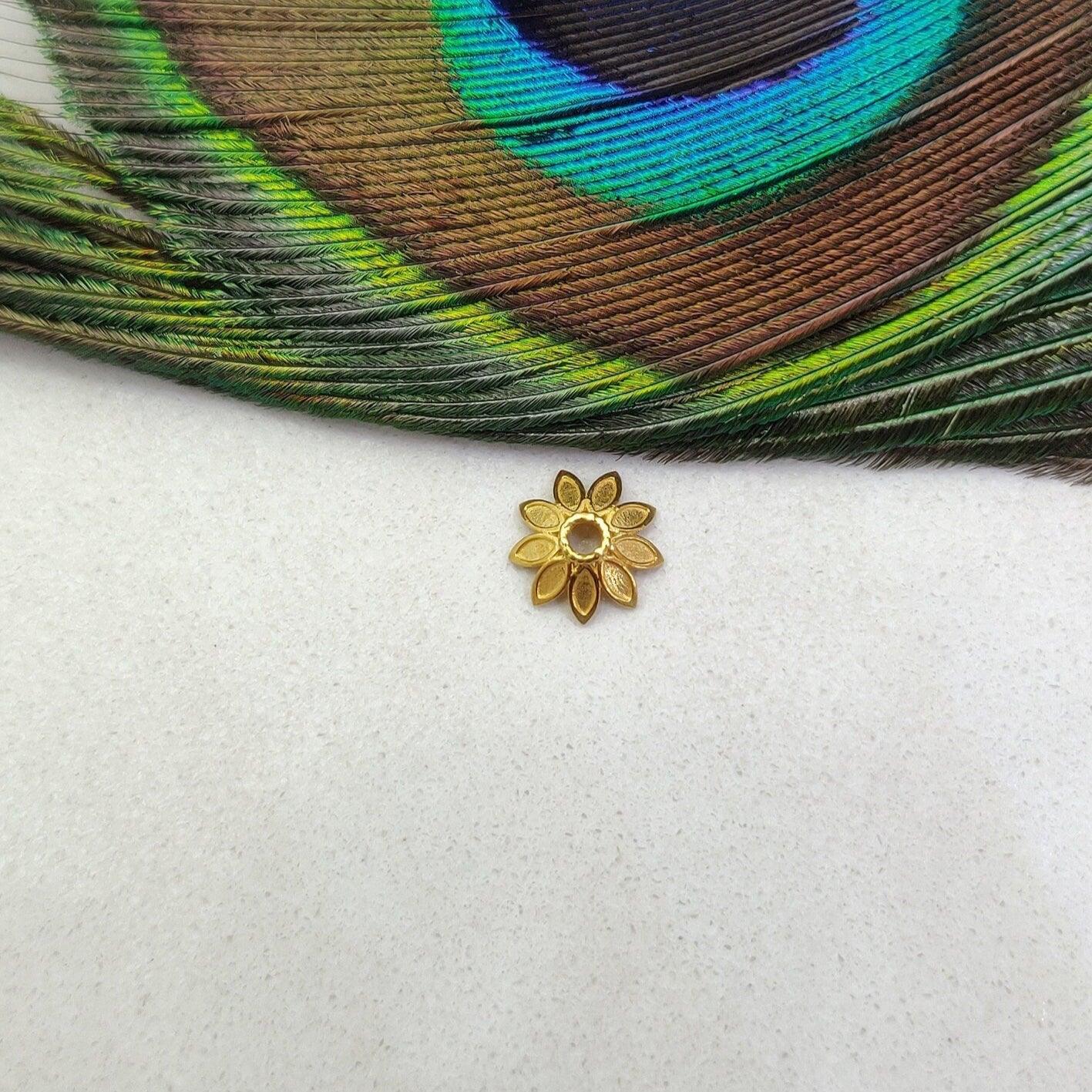 18k Solid Gold Caps Spacer Beads Findings Craft - Kanika Creations