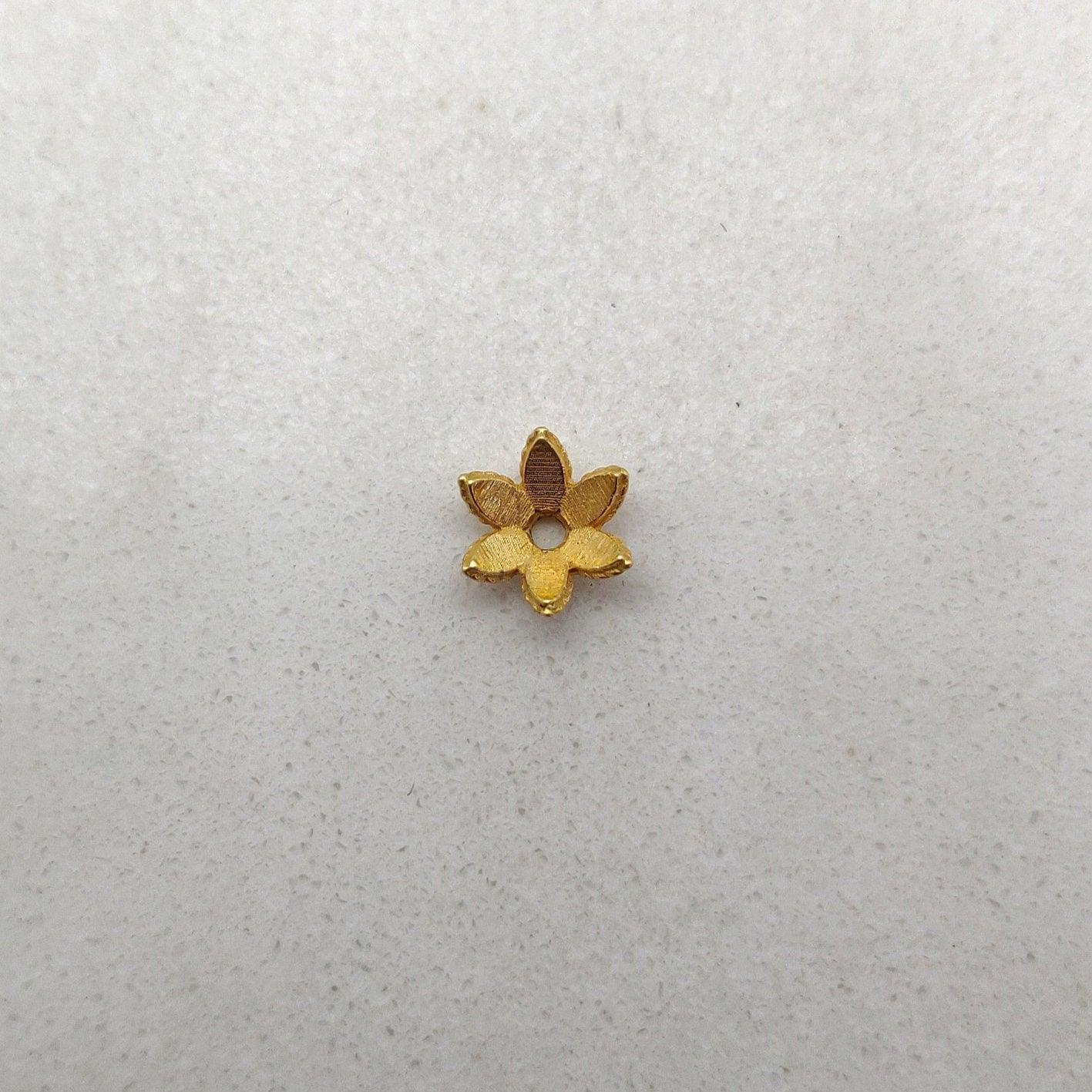 18k Yellow Gold Flower Bead Caps 7x3mm - Kanika Creations