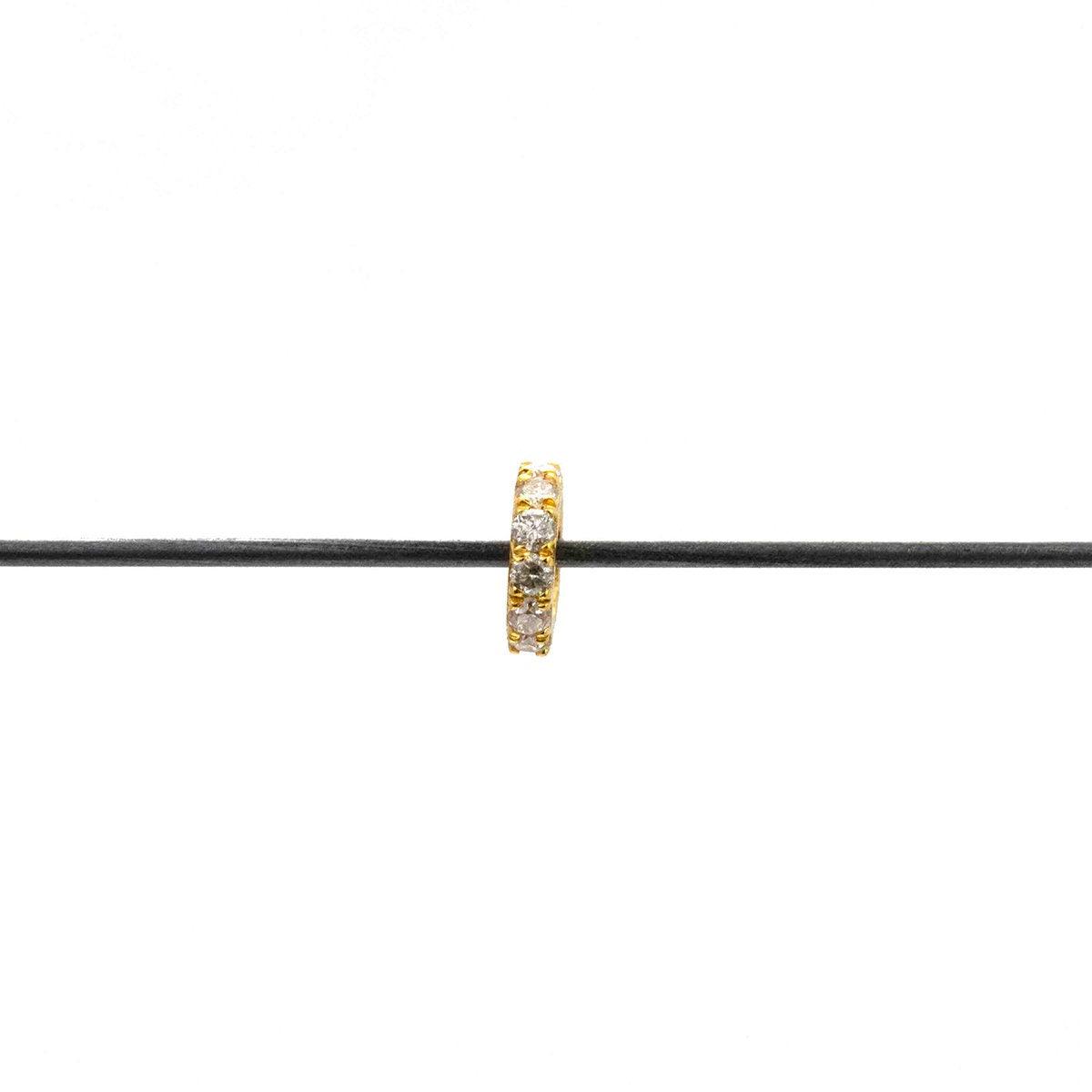 14k Solid Yellow Gold Diamond Wheel Spacer 5mm - Kanika Creations