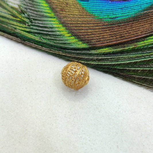 18k Solid Yellow Gold Filigree Fancy Spacer Beads 8mm - Kanika Creations