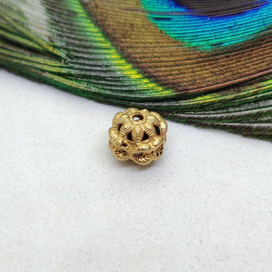 18k Solid Yellow Gold Wheel Spacer Beads 9x9.5mm - Kanika Creations