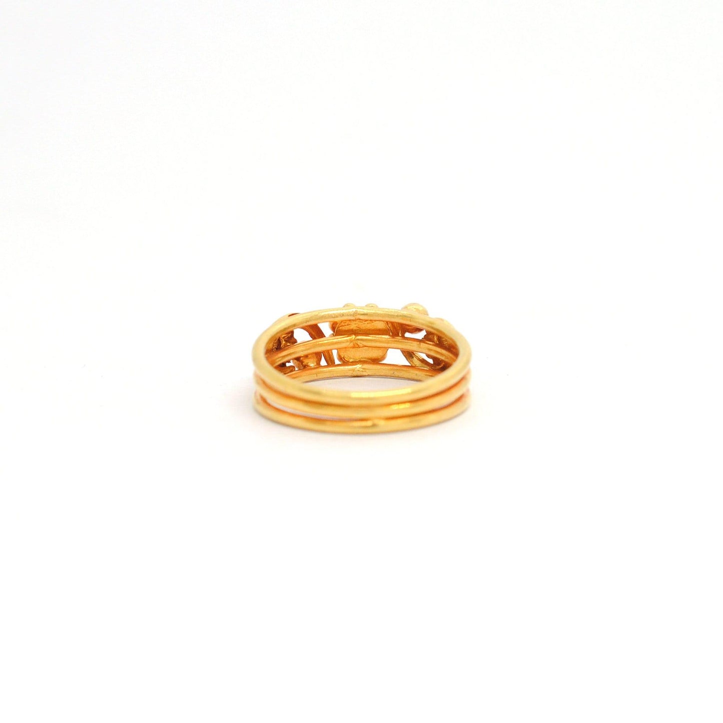 18k Solid Yellow Gold Antique Flower Ring 6 US - Kanika Creations