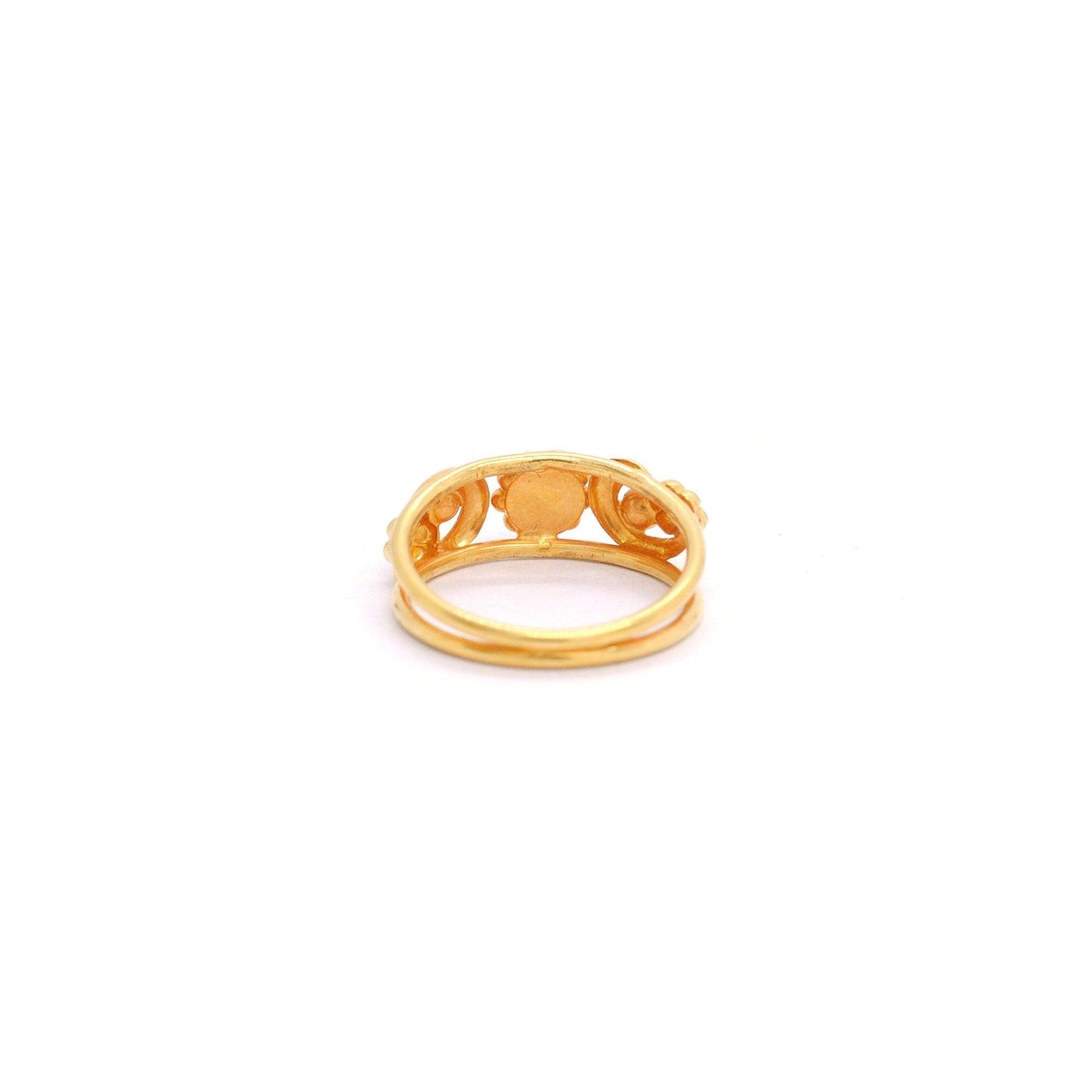 18k Solid Yellow Gold Stone Studded Flower Ring 5.5 US - Kanika Creations
