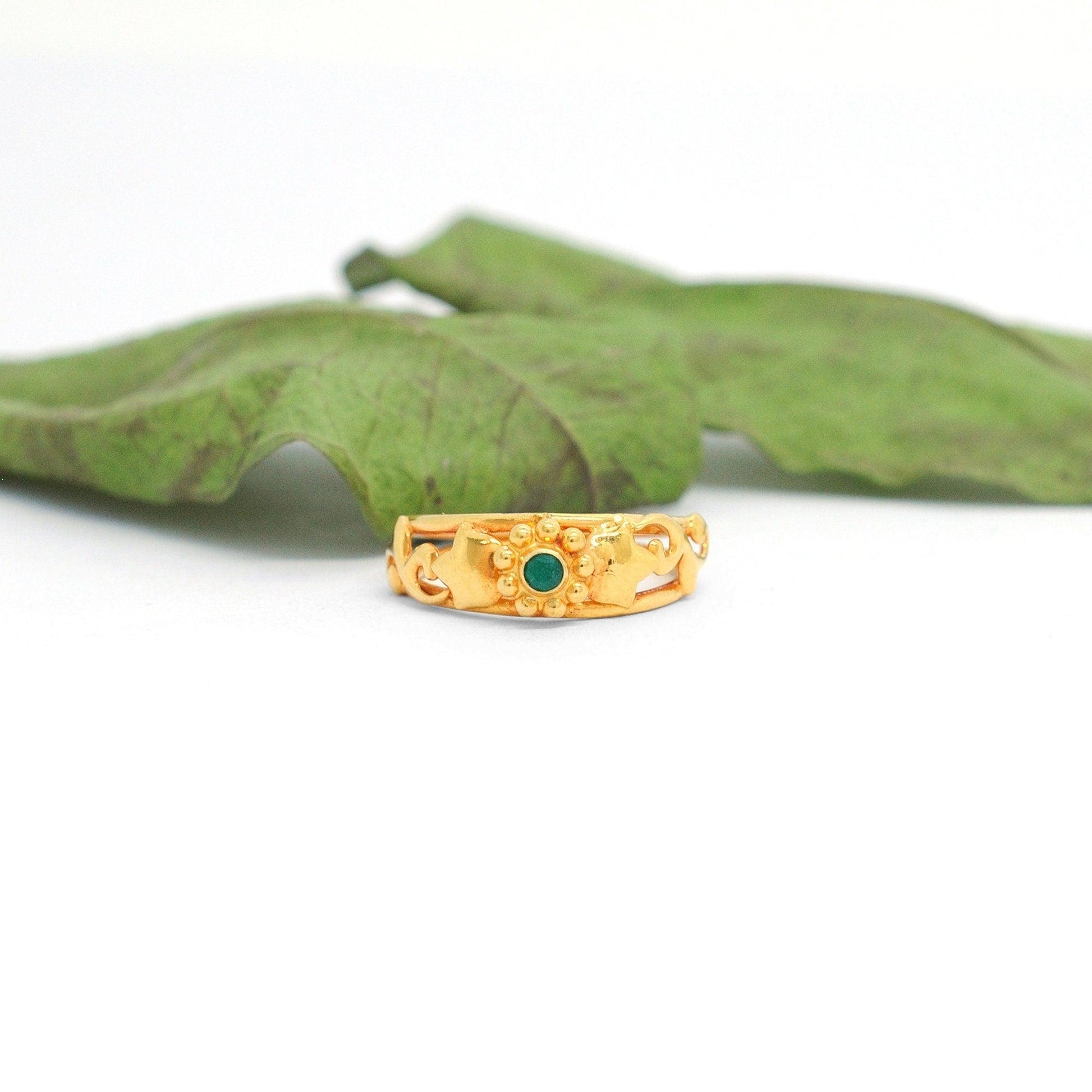 18k Solid Yellow Gold Engagement Ring 6 US - Kanika Creations