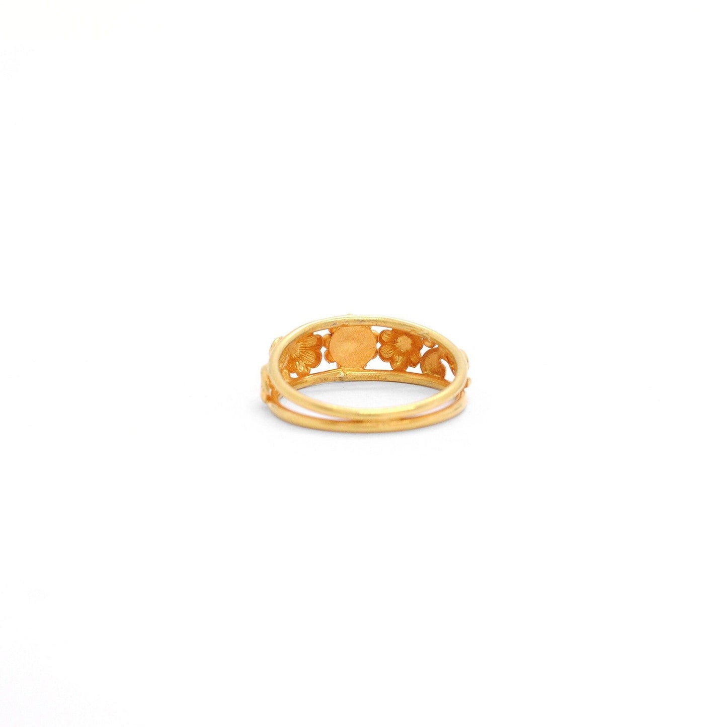 18k Solid Yellow Gold Floral Victorian Ring 7 US - Kanika Creations