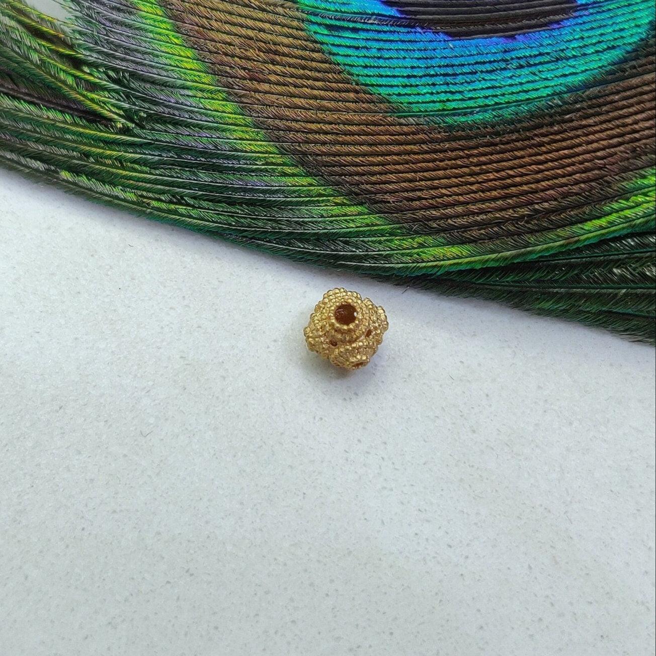 18k Solid Yellow Gold Round Beads 6mm DIY Crafts Supply - Kanika Creations