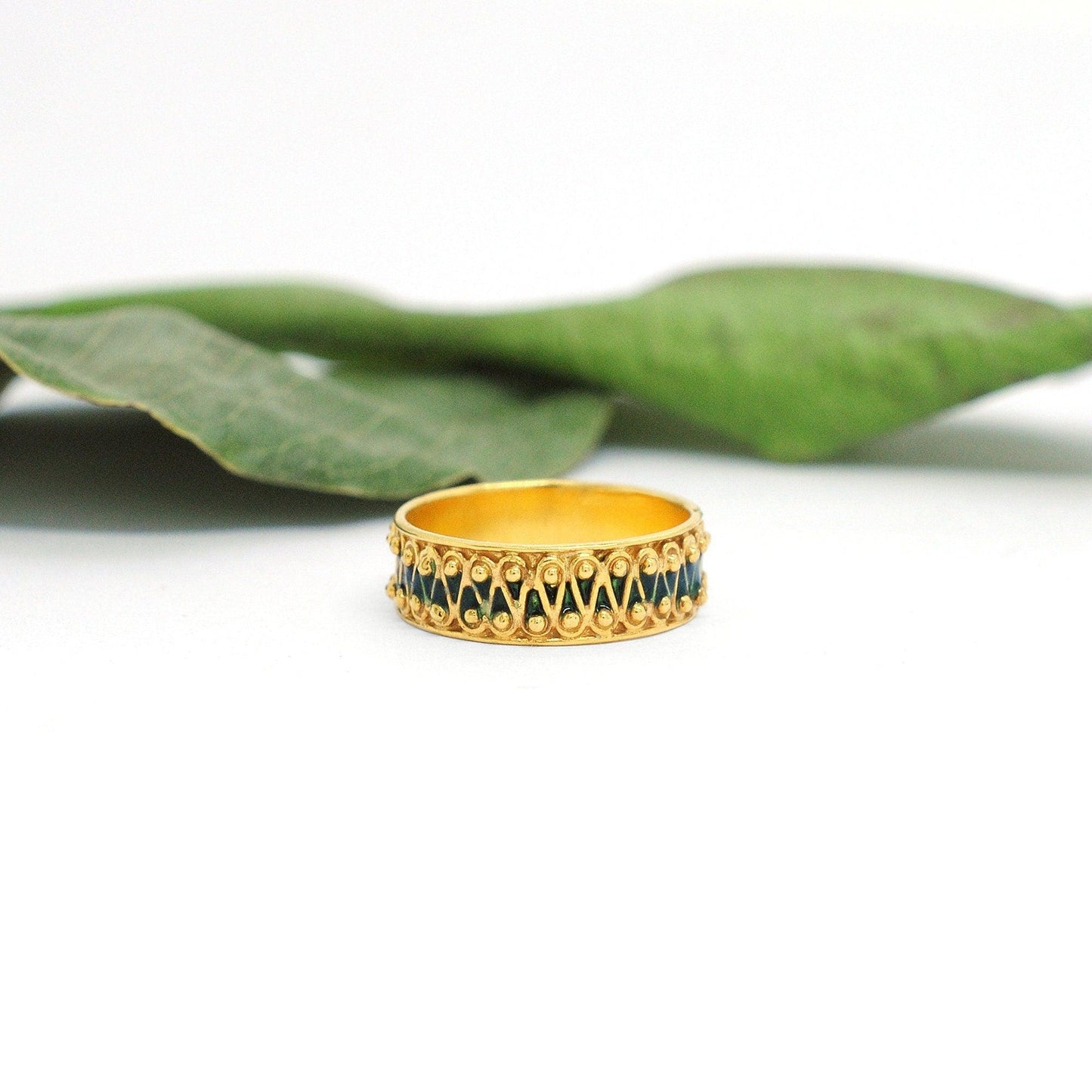 18k Solid Yellow Gold Eternity Band 6.5 US - Kanika Creations