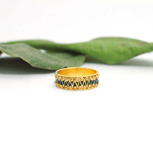 18k Solid Yellow Gold Eternity Band 6.5 US - Kanika Creations