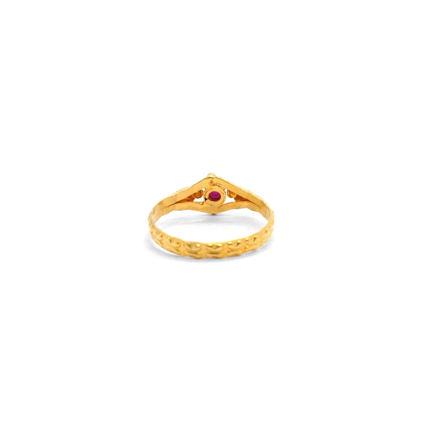 18k Solid Yellow Gold Ruby Vintage Ring 6.5 US - Kanika Creations