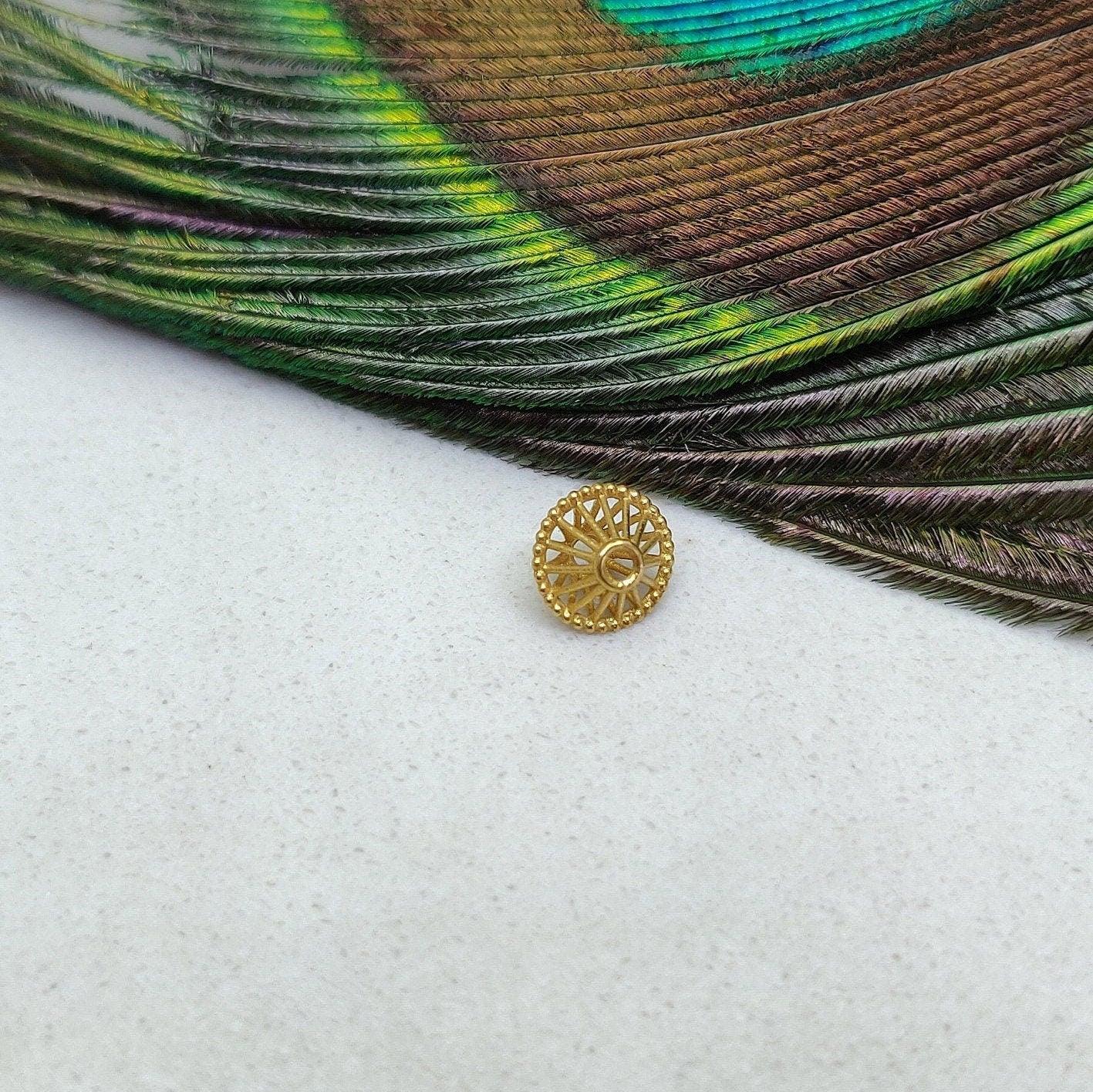 18k Solid Yellow Gold Antique Rondelle Beads 5x6mm - Kanika Creations