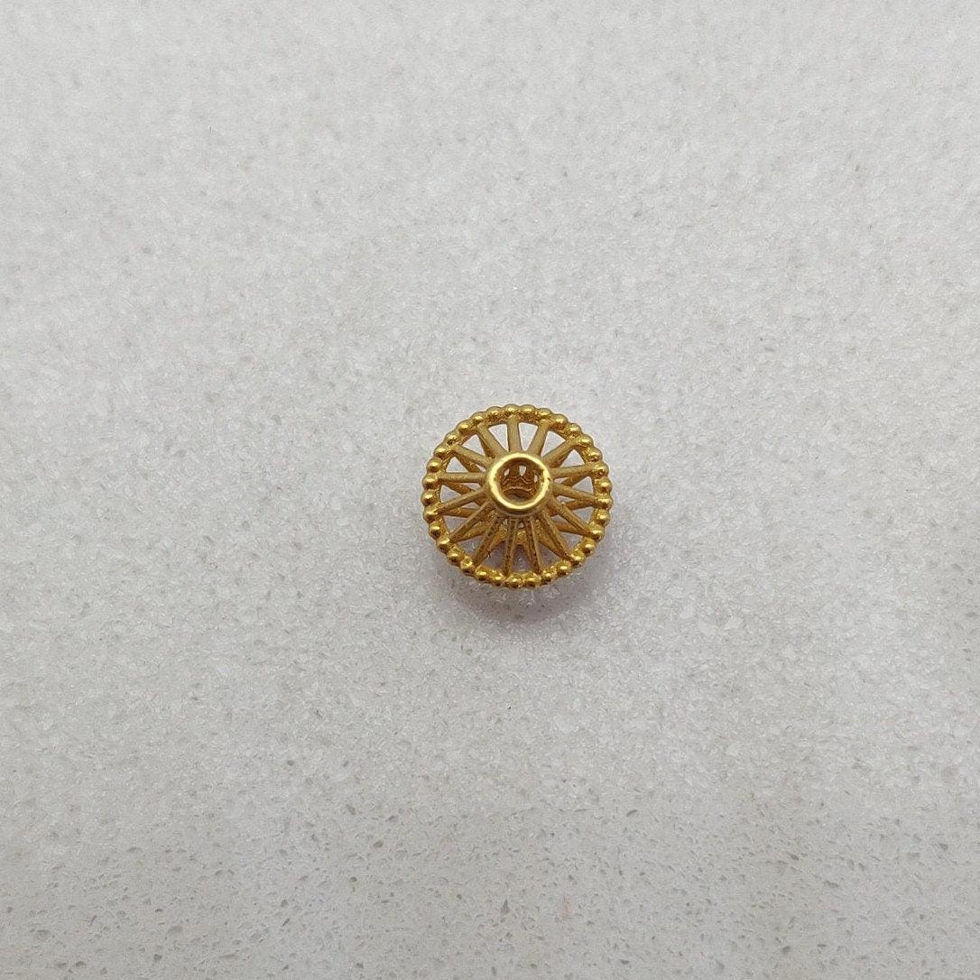 18k Solid Yellow Gold Antique Rondelle Beads 5x6mm - Kanika Creations