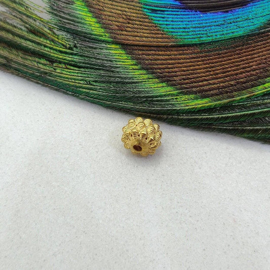 18k Solid Yellow Gold Antique Beads 6x7mm DIY Crafts - Kanika Creations