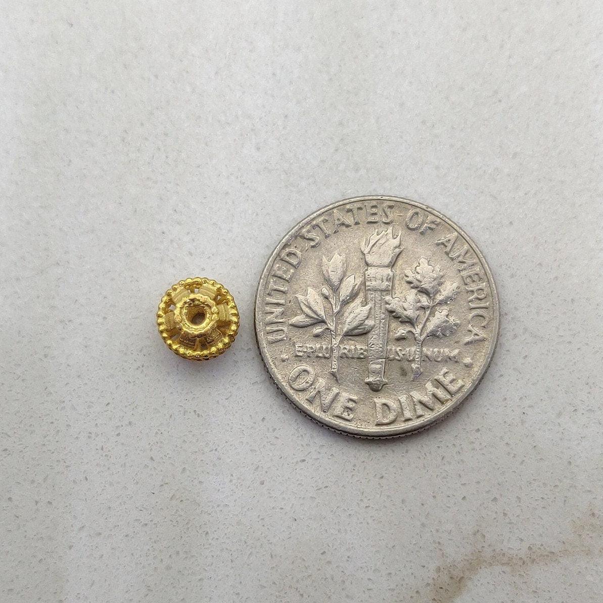 18k Yellow Gold Wheel Spacer Beads Finding Component - Kanika Creations