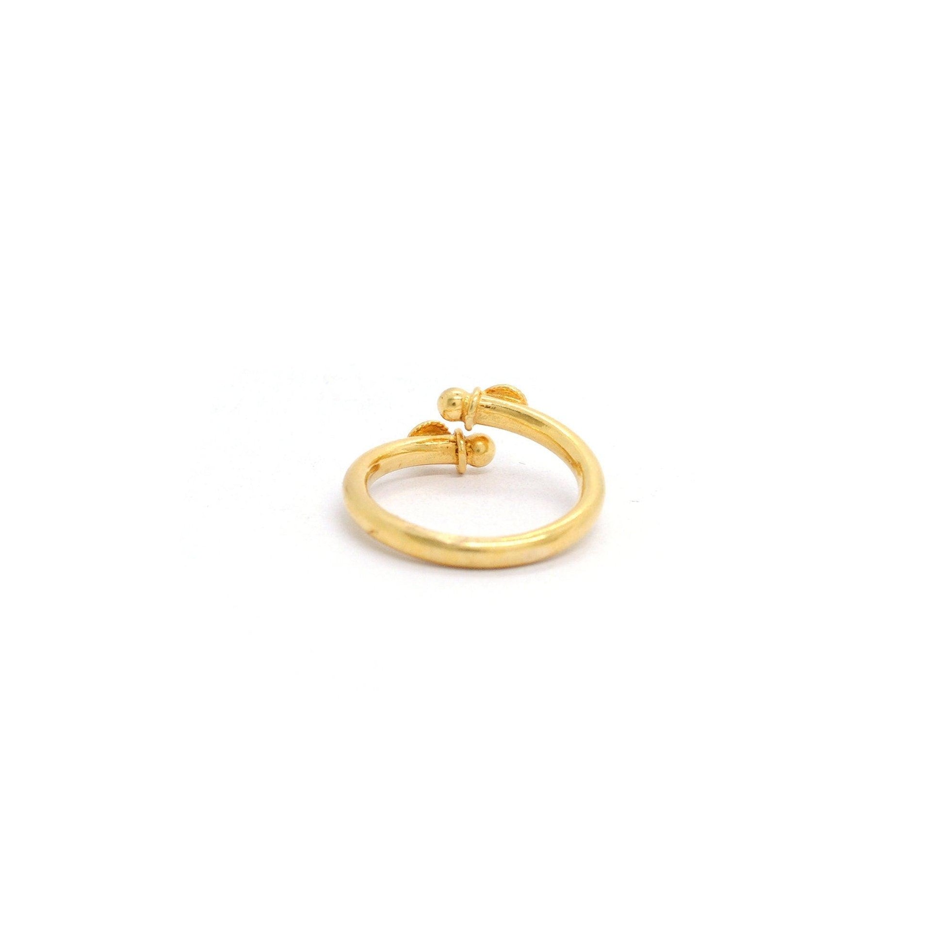 18k Solid Yellow Gold Ruby Bypass Ring 8 Size - Kanika Creations