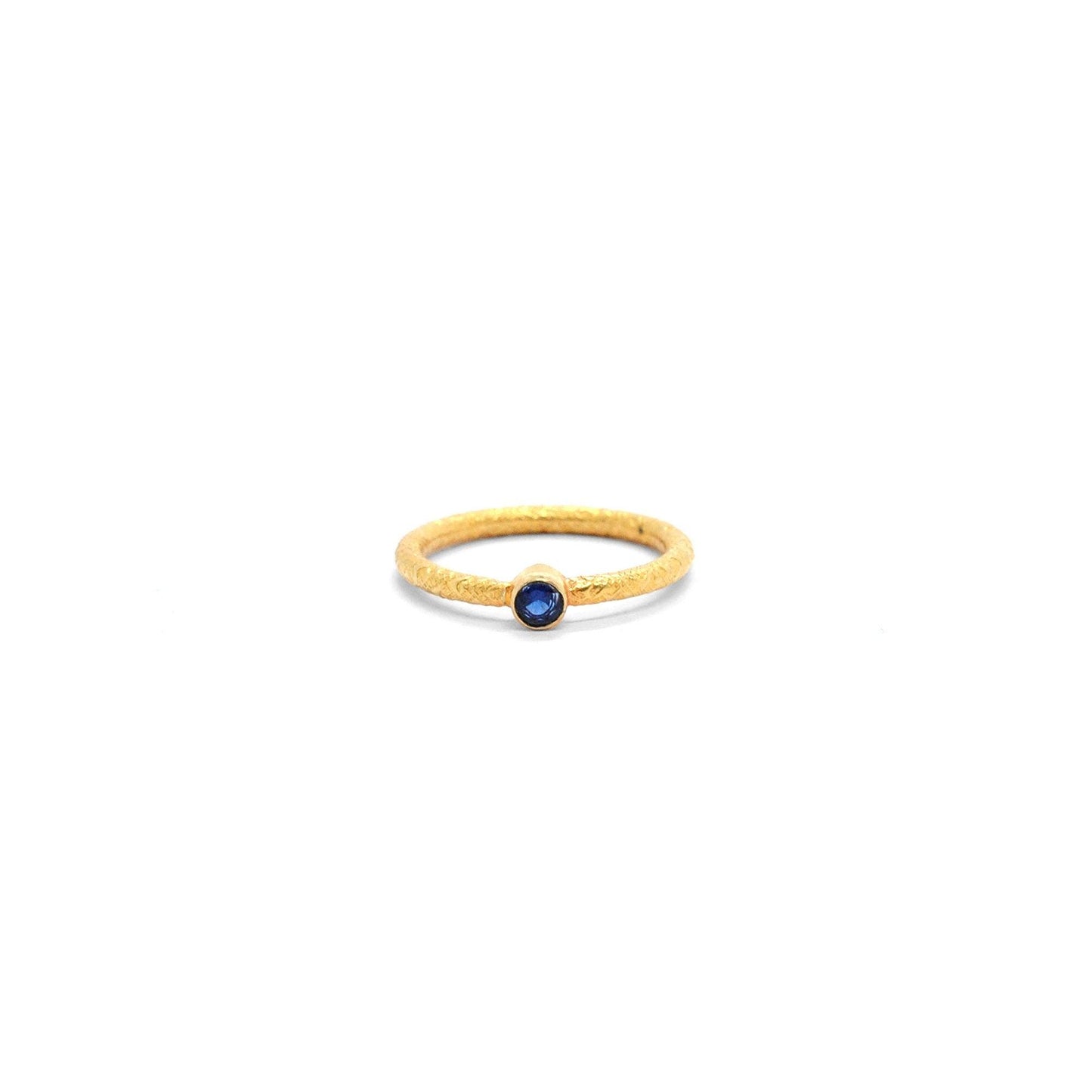 18k Solid Yellow Gold Stone Studded Minimalist Ring 5 US - Kanika Creations