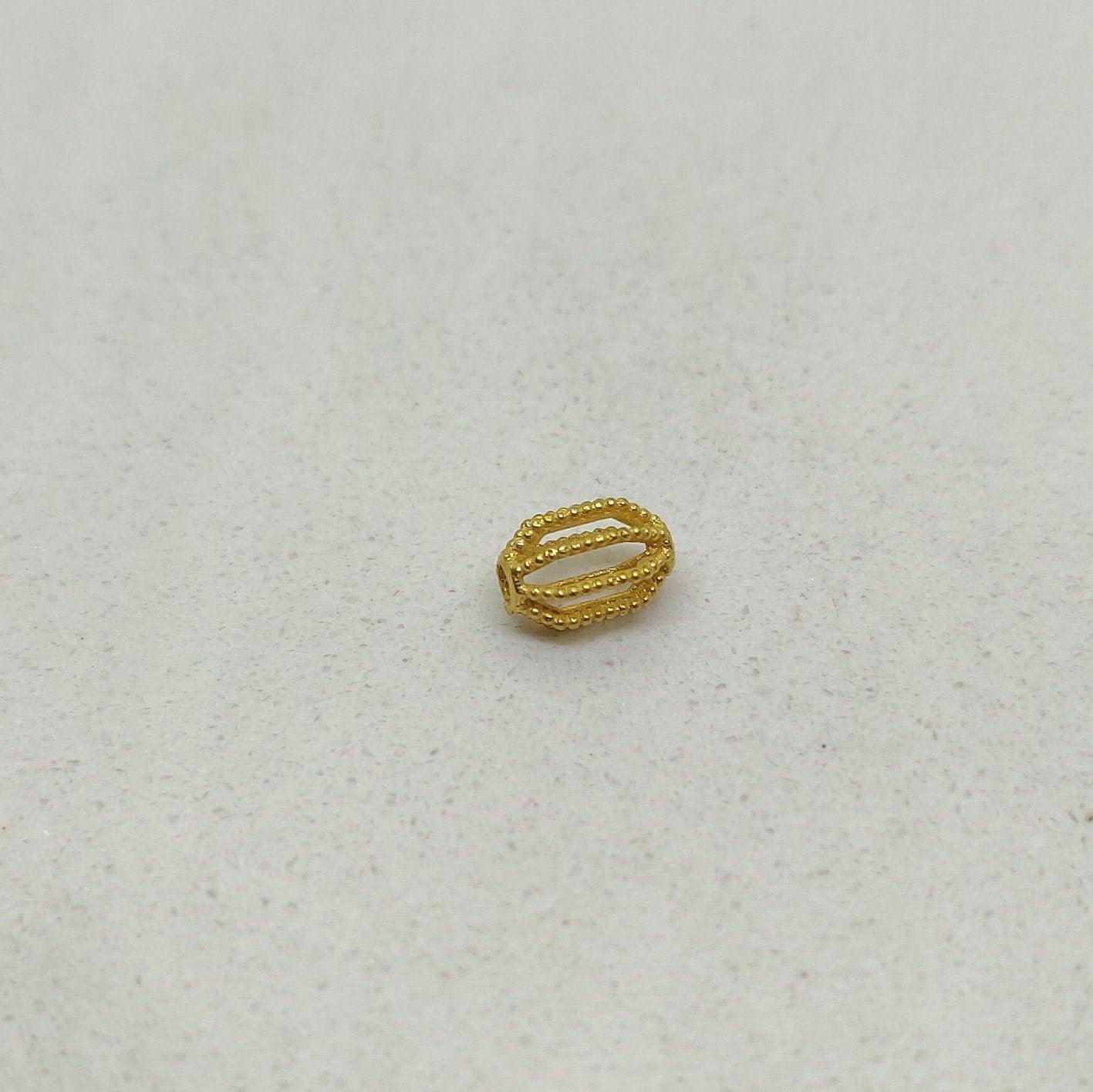 18k Yellow Gold Filigree Tube Spacer Beads 4x6.5mm - Kanika Creations