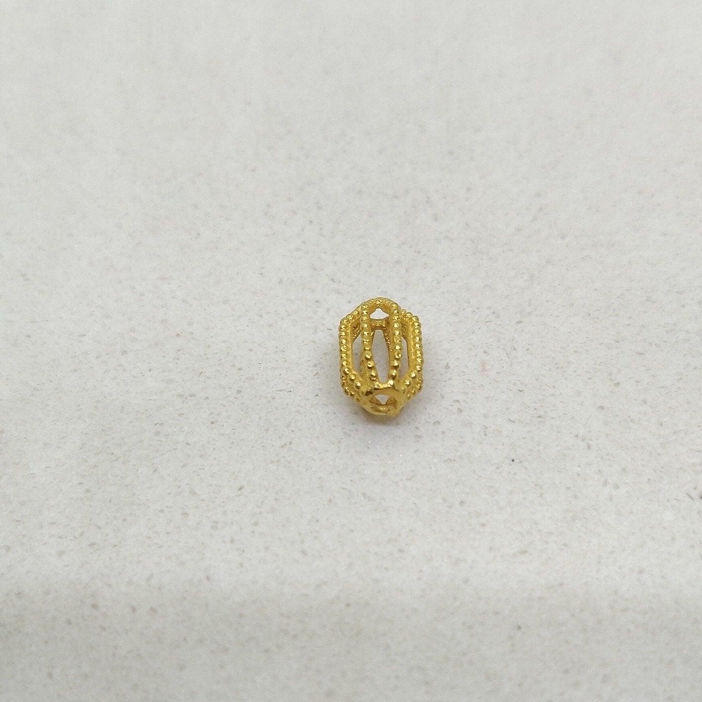 18k Yellow Gold Filigree Tube Spacer Beads 4x6.5mm - Kanika Creations