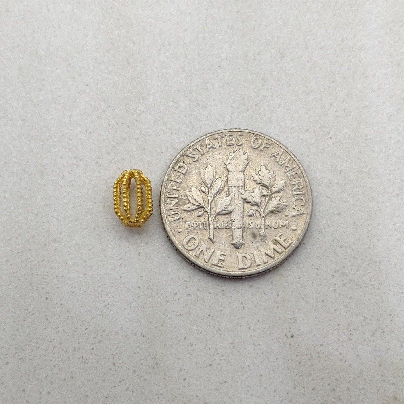 18k Yellow Gold Filigree Tube Spacer Beads 4x6.5mm - Kanika Creations