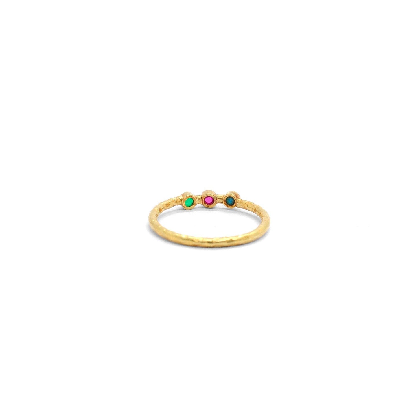 18k Solid Yellow Gold Cluster Stone Solitaire Ring 7 US - Kanika Creations