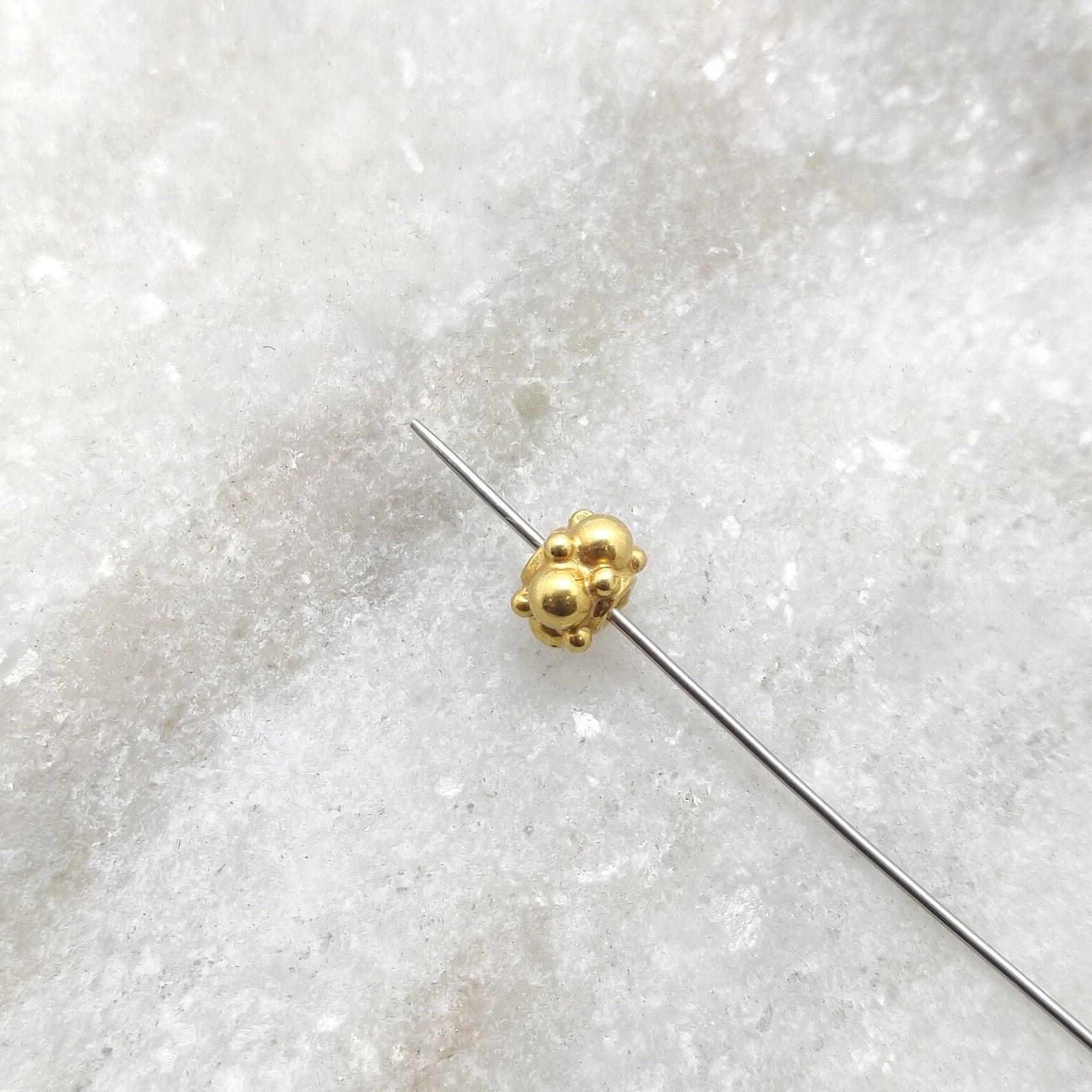 18k Yellow Gold Wheel Spacer Flower Beads 4x5mm - Kanika Creations