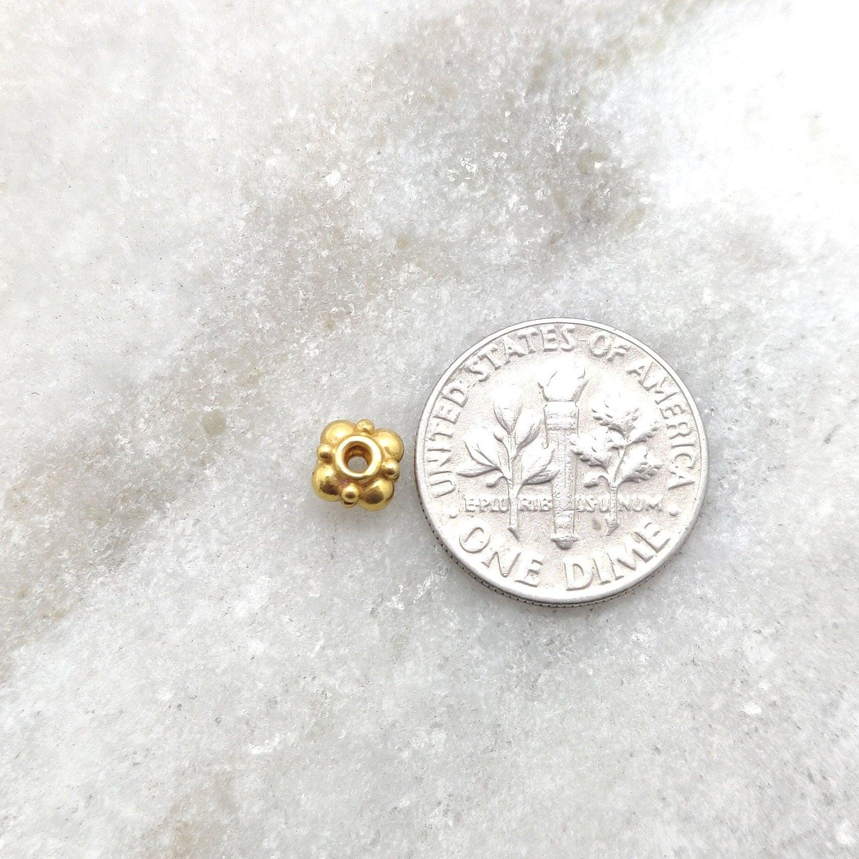 18k Yellow Gold Wheel Spacer Flower Beads 4x5mm - Kanika Creations