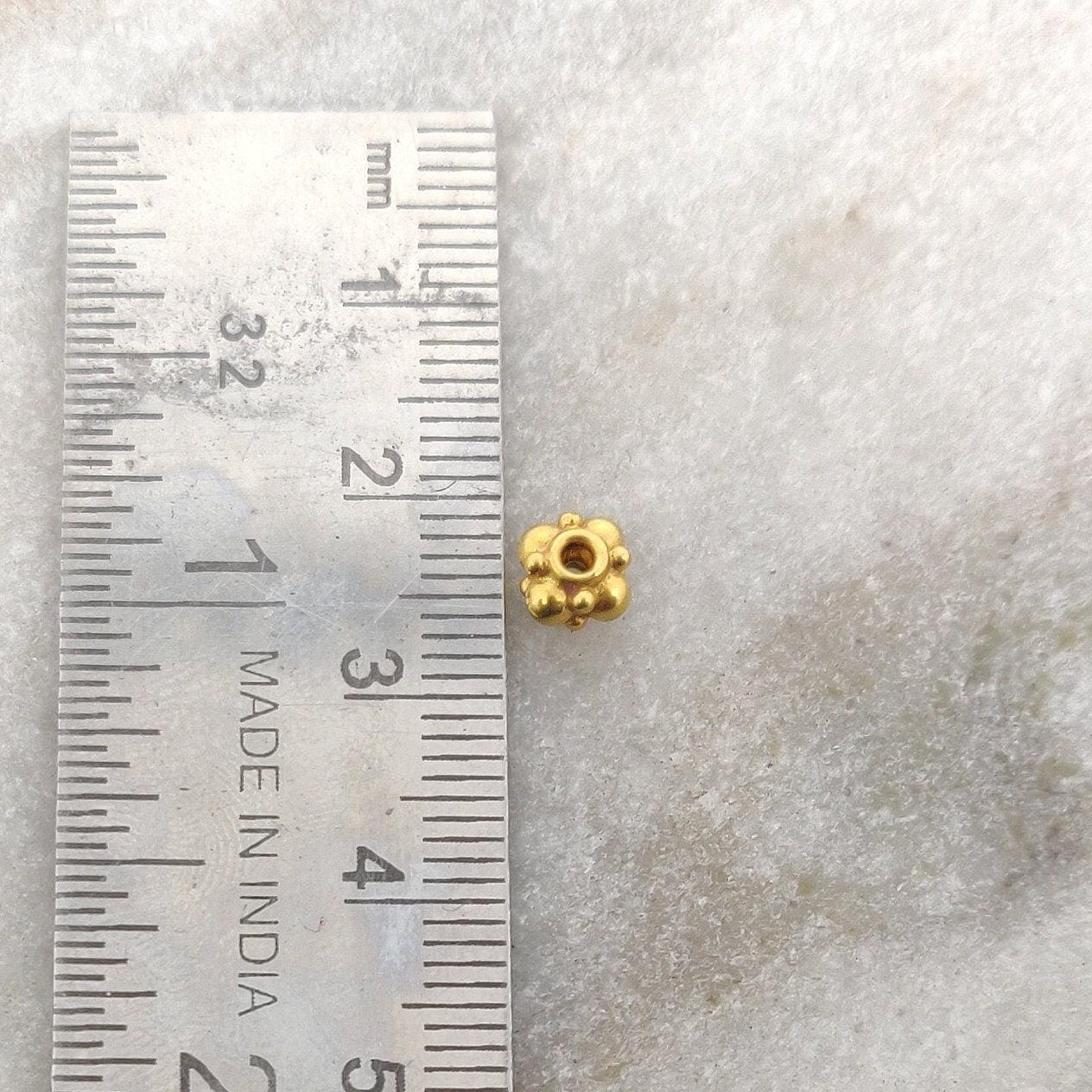 18k Yellow Gold Wheel Spacer Flower Beads 4x5mm - Kanika Creations