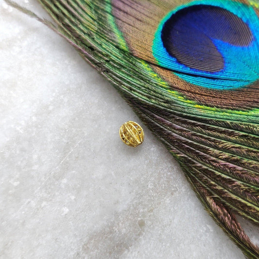 18k Solid Yellow Gold Fancy Spacer Beads 5x6mm - Kanika Creations