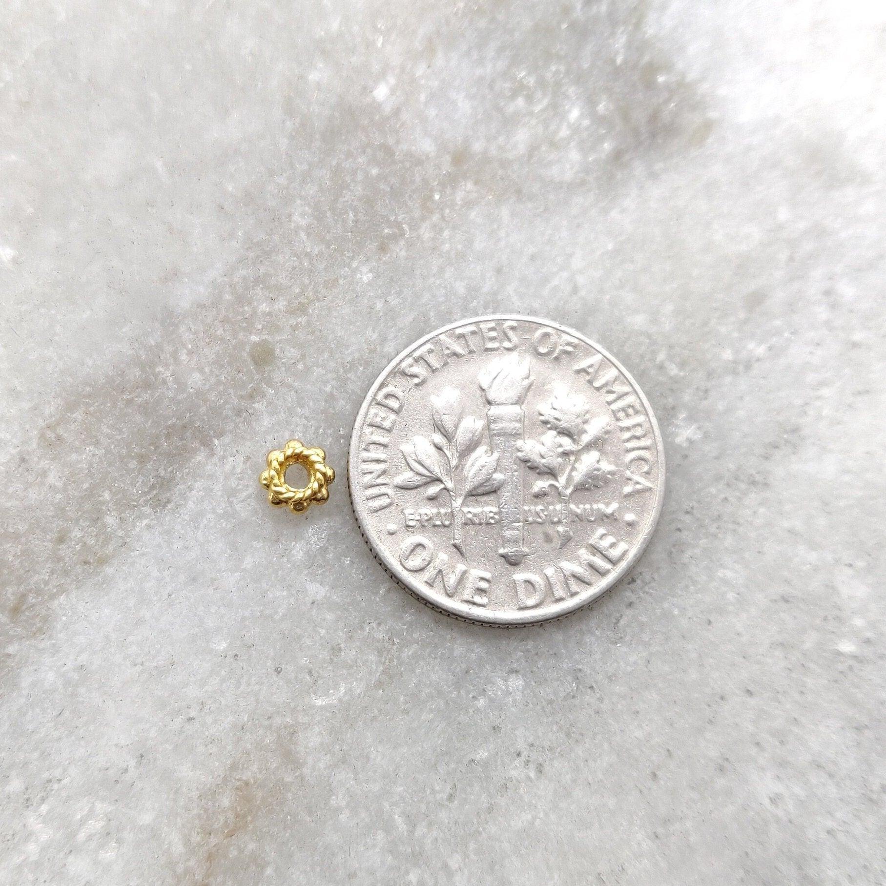 18k Yellow Gold Wheel Spacer Beads For Jewelry Craft 4mm - Kanika Creations