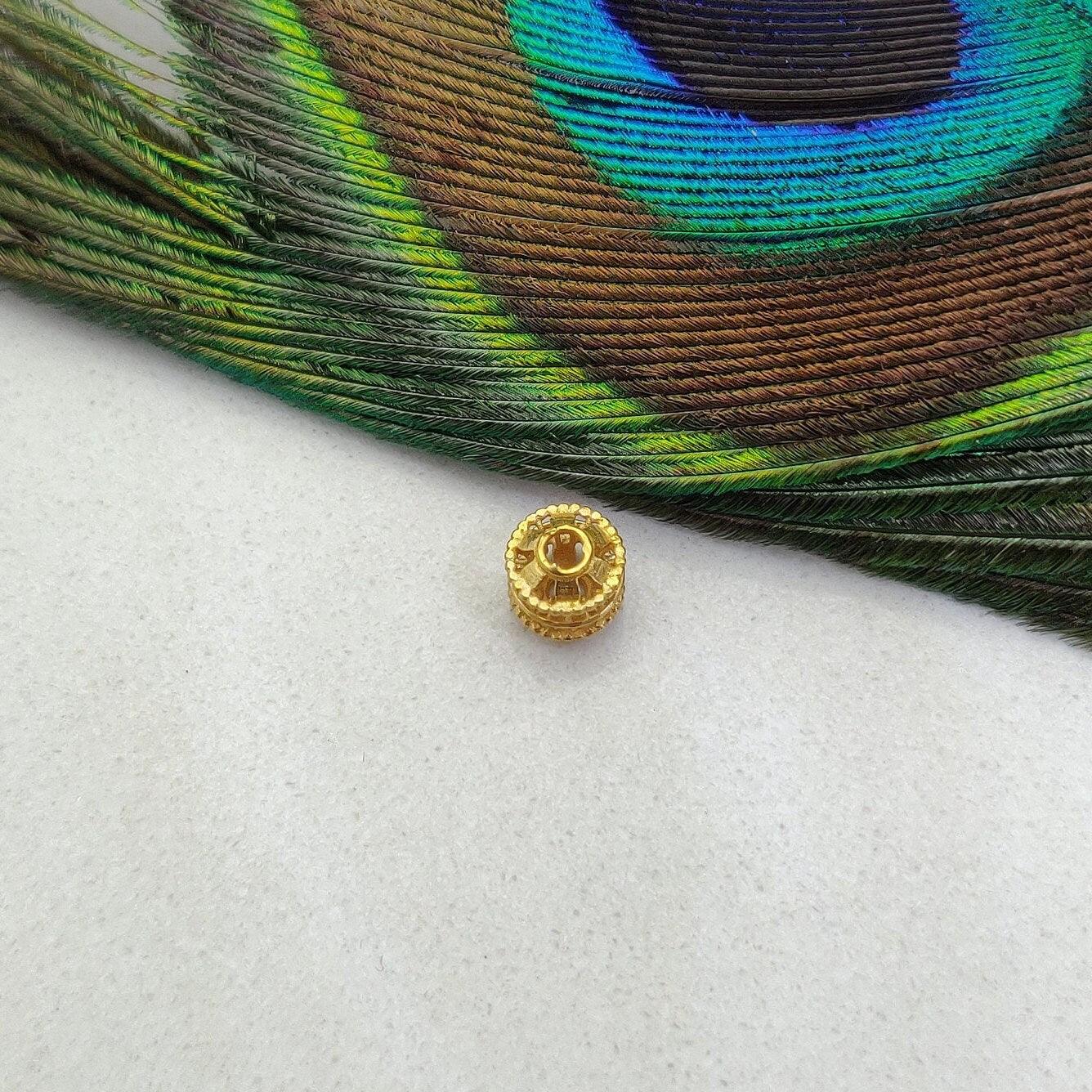 18k Solid Yellow Gold Wheel Spacer Beads 6mm - Kanika Creations