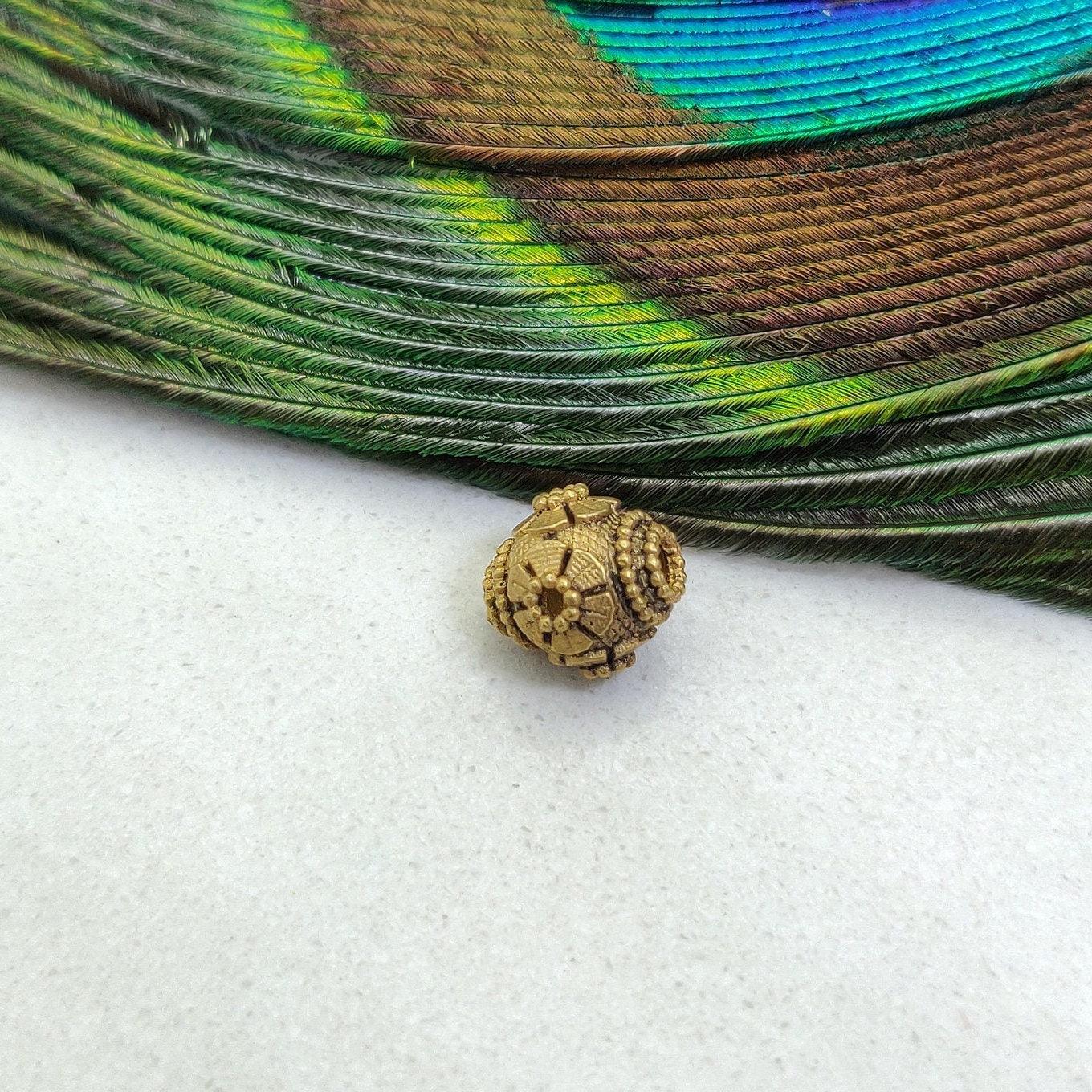 18k Solid Yellow Gold Textured Ball Spacer Beads 7.5mm - Kanika Creations