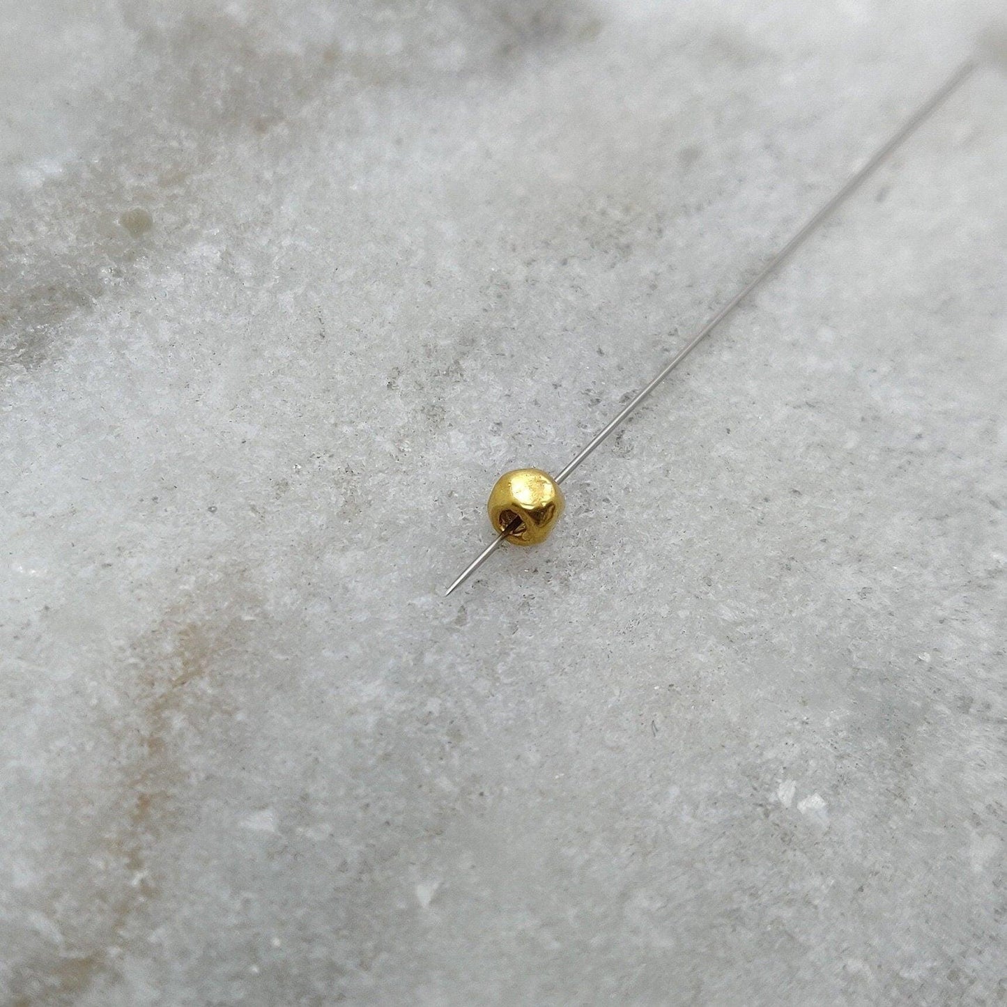 3mm 18k Yellow Gold Faceted Nugget Beads Sold as 5 Pcs - Kanika Creations