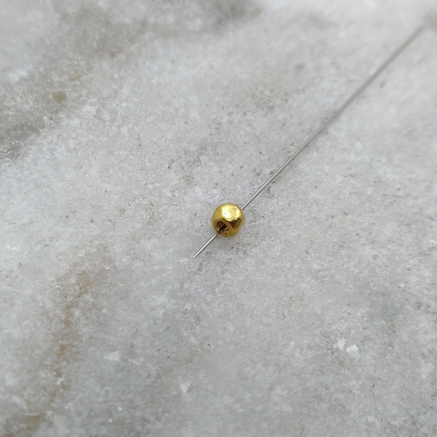 3mm 18k Yellow Gold Faceted Nugget Beads Sold as 5 Pcs - Kanika Creations