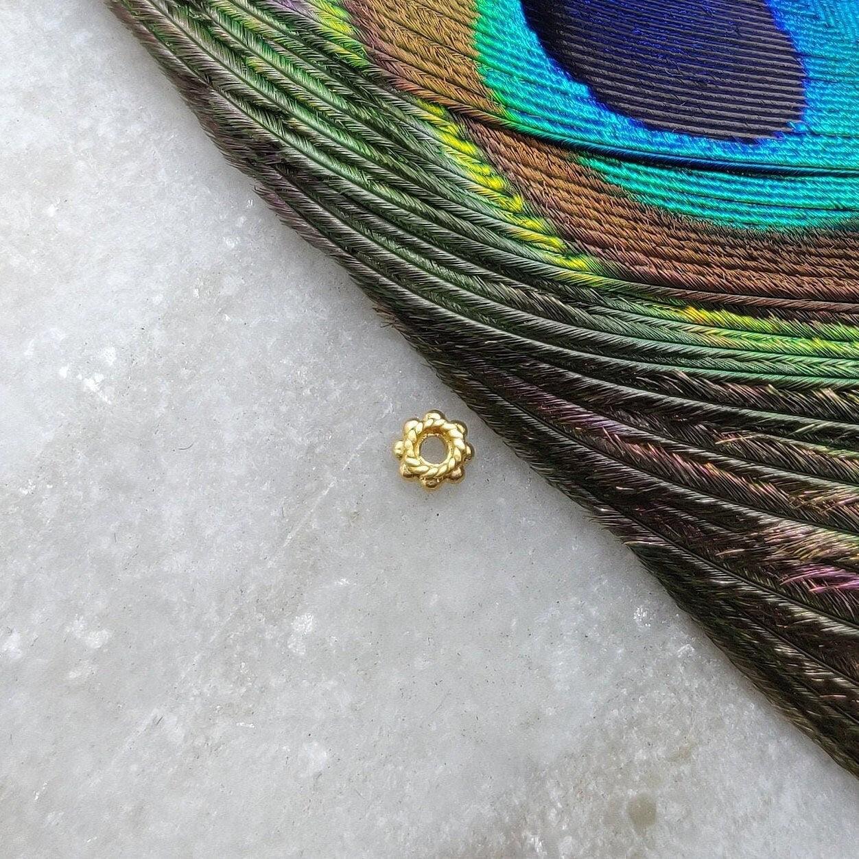 18k Yellow Gold Wheel Spacer Beads For Jewelry Craft 4mm - Kanika Creations