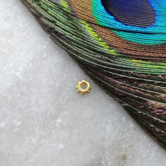 18k Yellow Gold Wheel Spacer Beads For Jewelry Craft 4mm - Kanika Creations