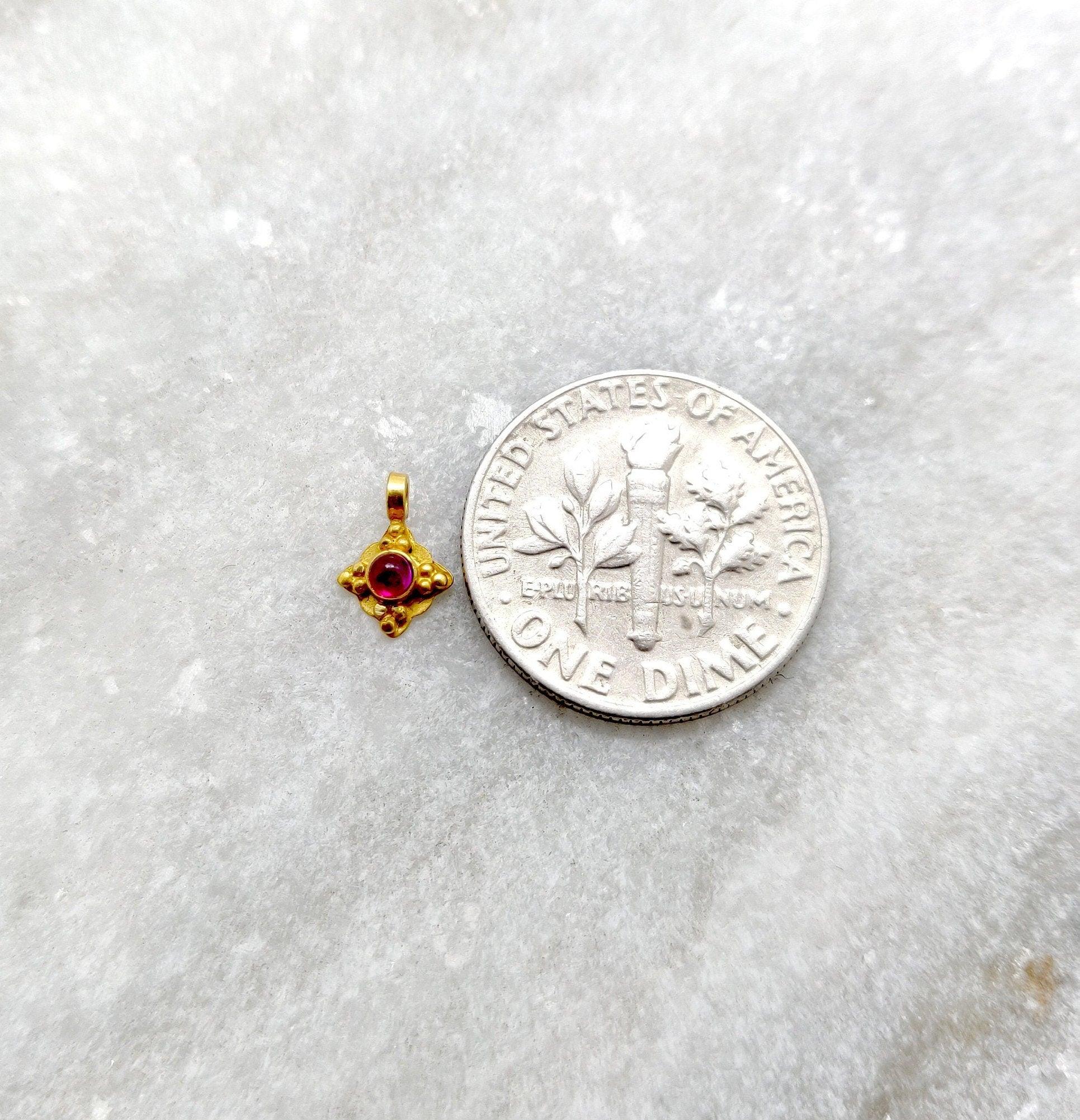 18k Solid Yellow Gold Square Charm Pendant 6x8mm - Kanika Creations