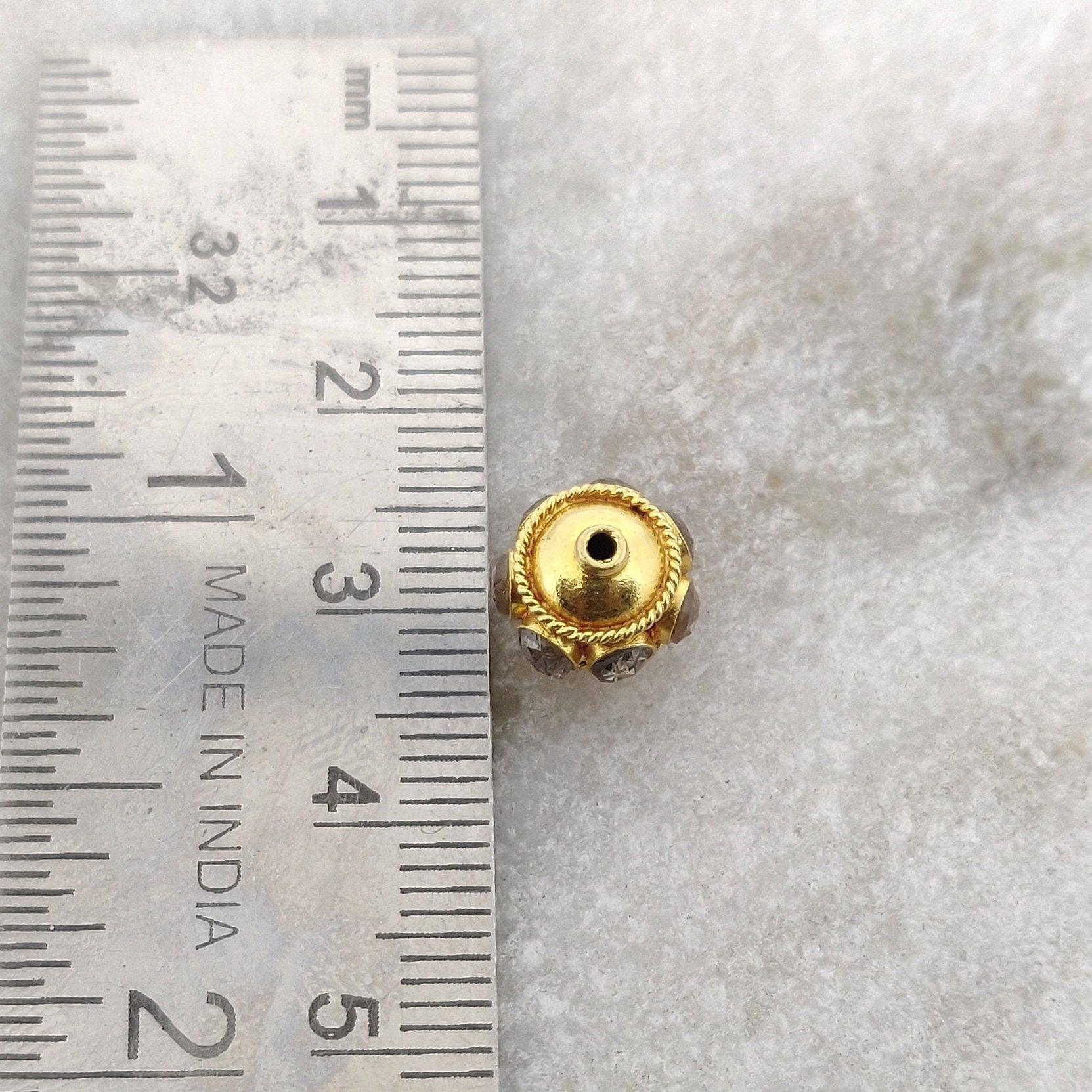 18k Yellow Gold Rondelle Diamond Spacer Bead Finding 8mm - Kanika Creations