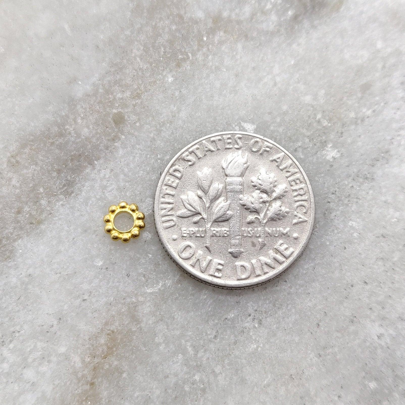 18k Yellow Gold Wheel Spacer Bead Finding Sold as 2 pcs - Kanika Creations