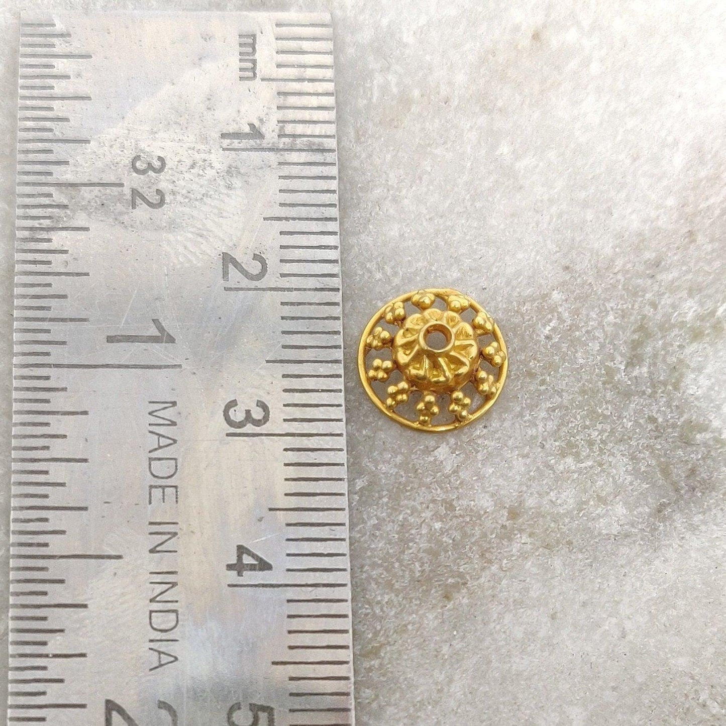 18k Yellow Gold Round Bead Caps For Jewelry 10mm - Kanika Creations