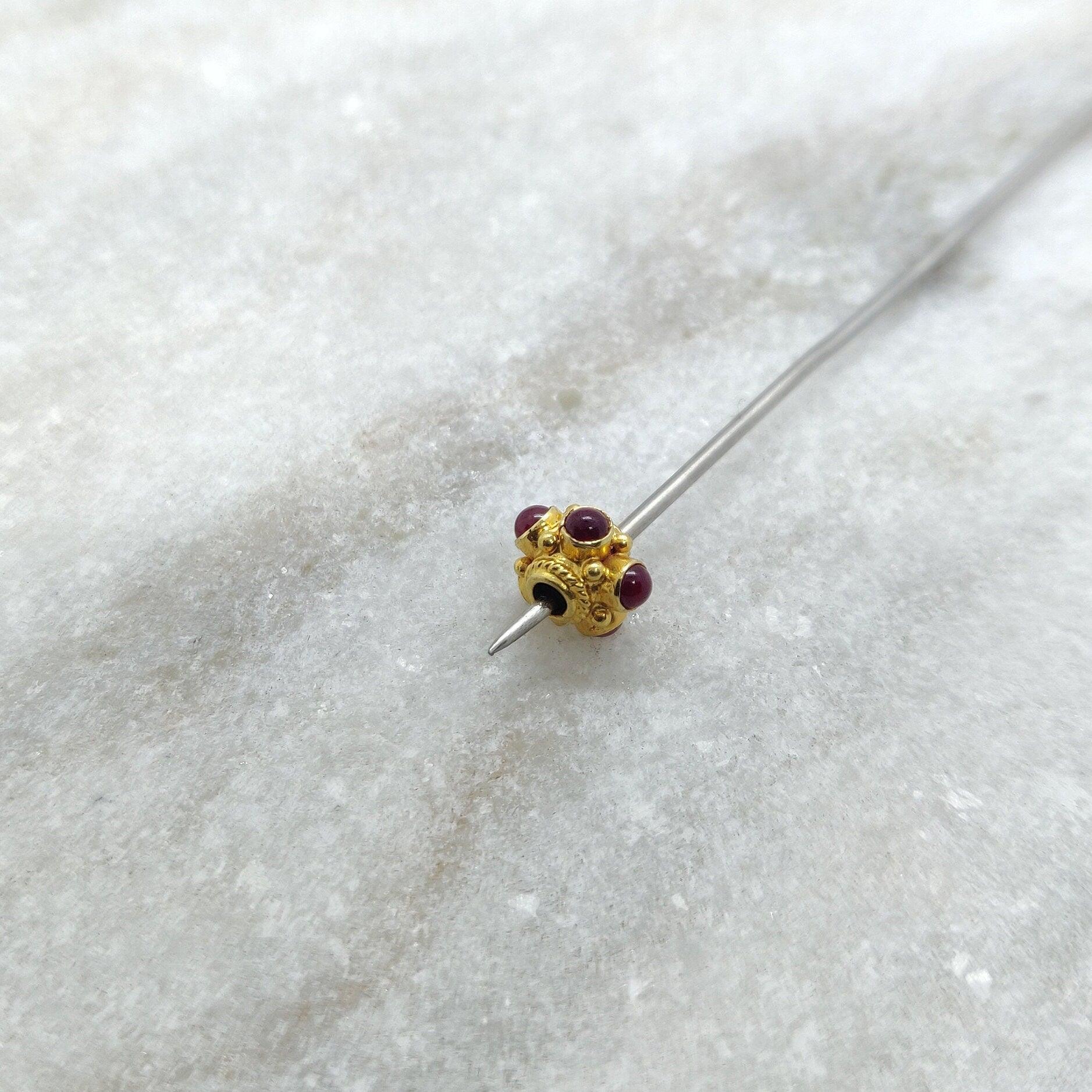 18k Yellow Gold Wheel Spacer Beads with Ruby - Kanika Creations