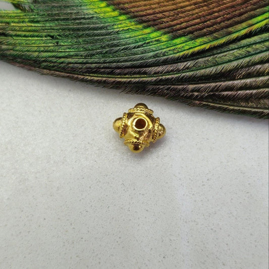 18k Solid Yellow Gold Fancy Spacer Beads 7x6mm - Kanika Creations