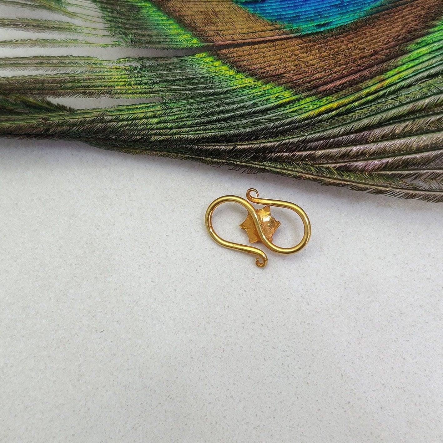 Handmade 18k Yellow Gold S Hook Clasp Lock Finding 16mm - Kanika Creations