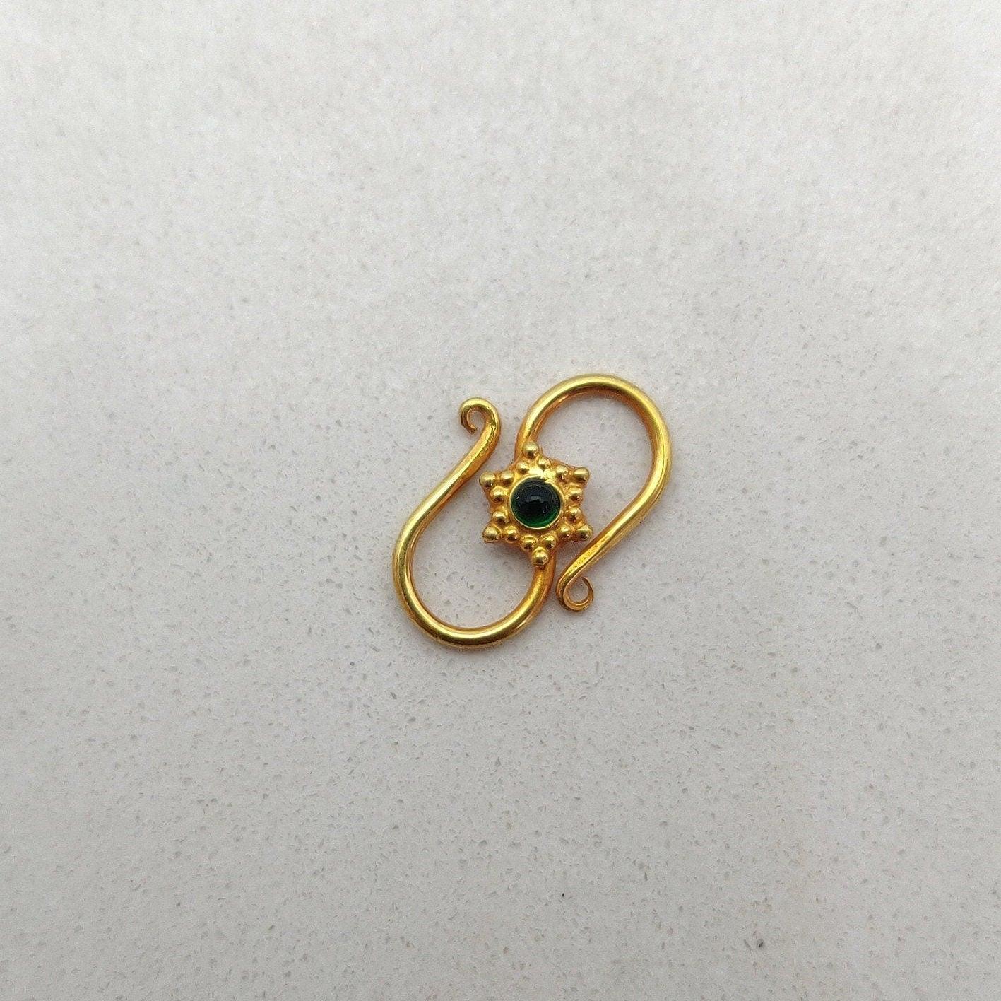 Handmade 18k Yellow Gold S Hook Clasp Lock Finding 16mm - Kanika Creations