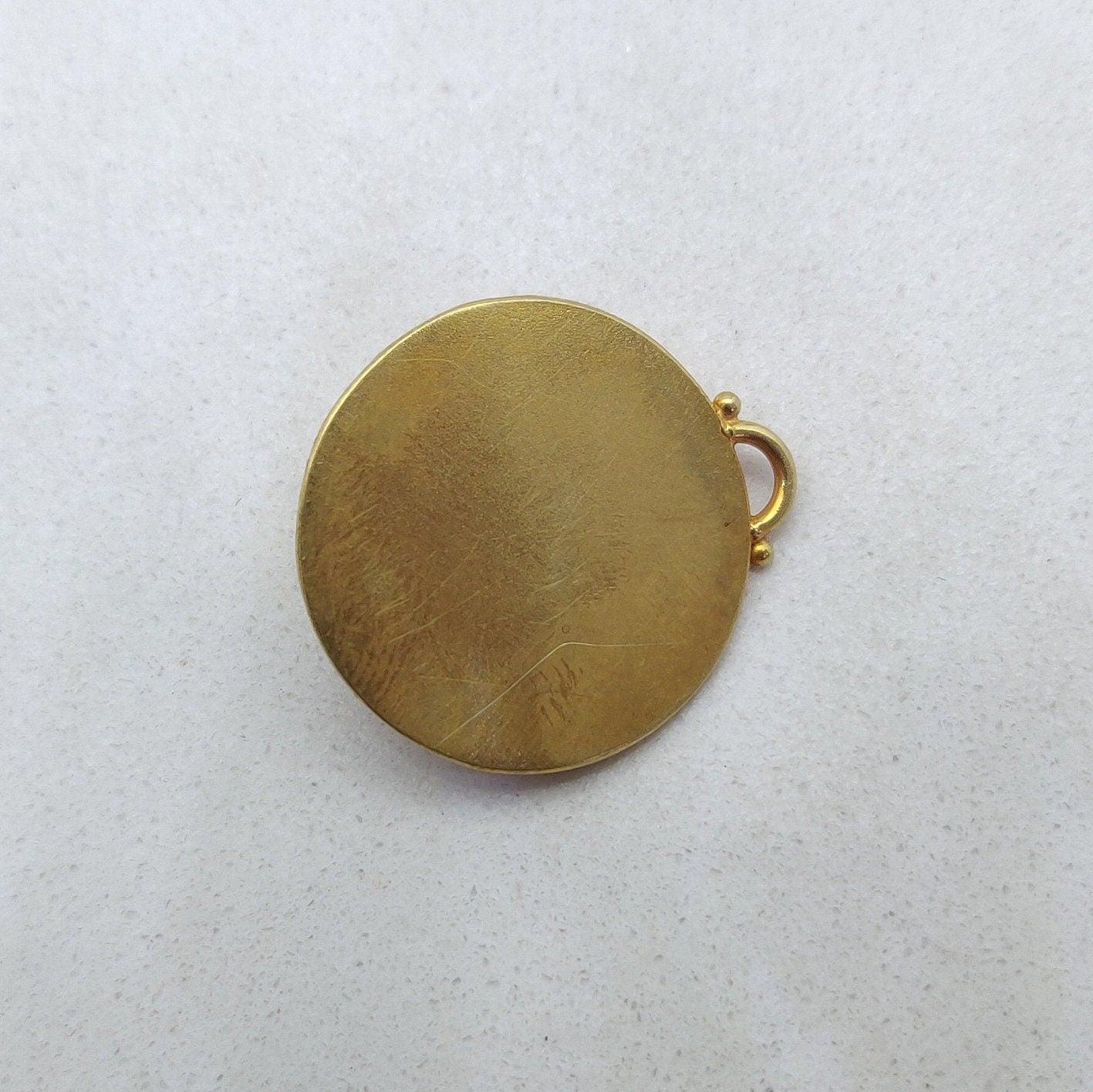 18k Solid Yellow Gold Turquoise Pendant - Kanika Creations